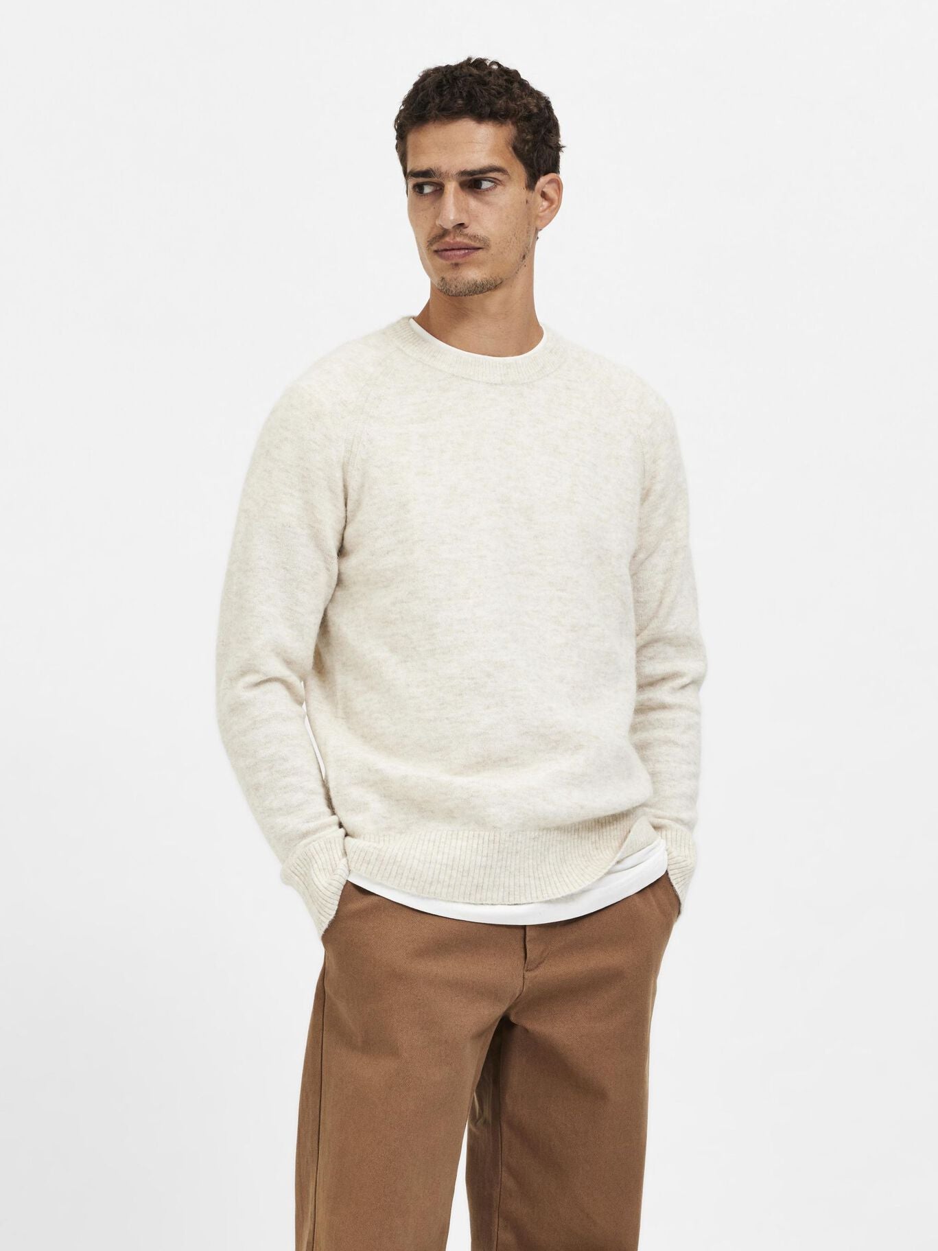 Rai Knit Crew Neck Noos Oatmeal/Melange