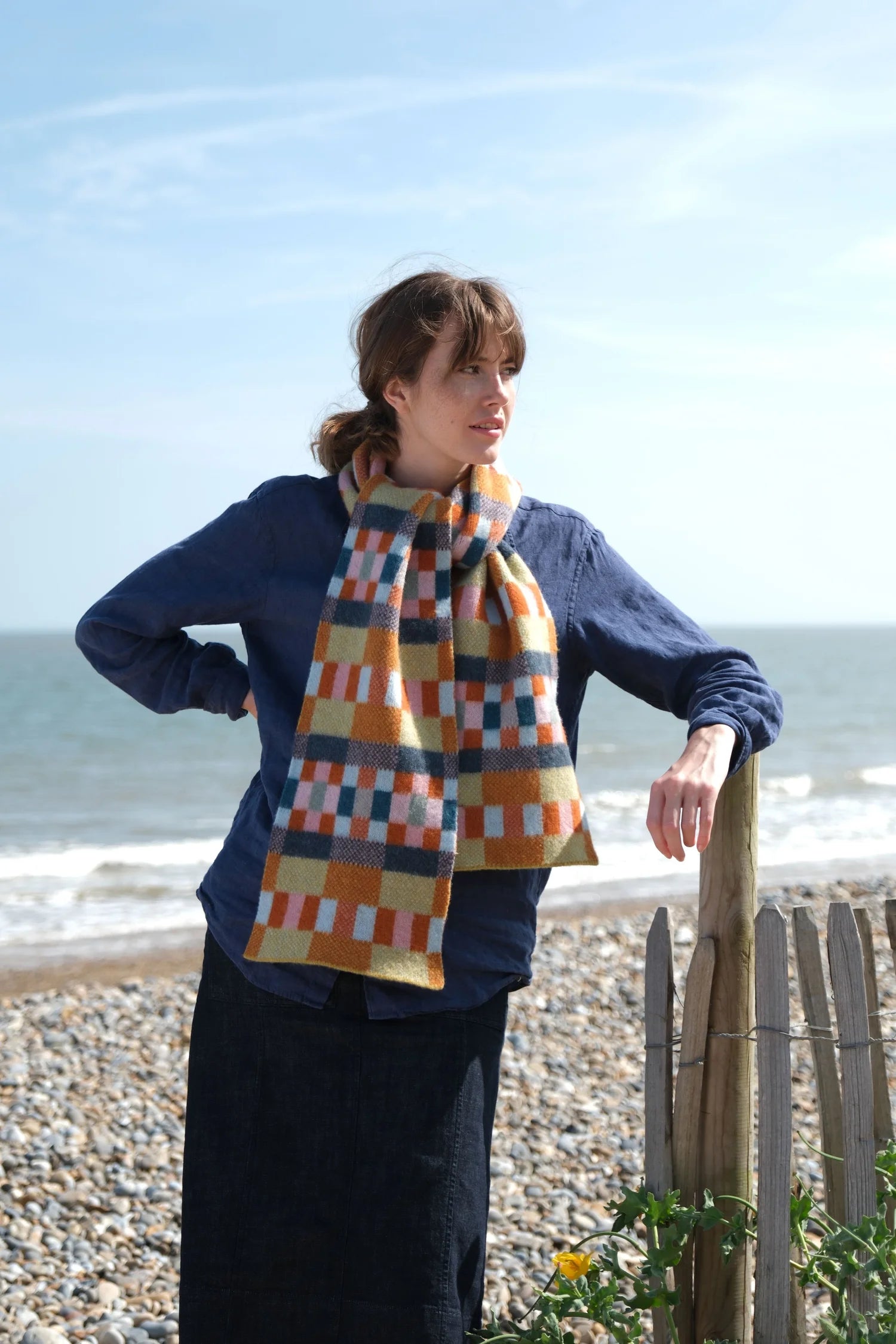 Brushed Block Scarf In Meadow Patch Colours