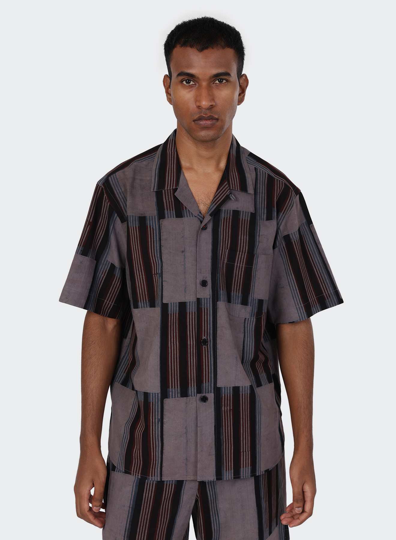 Ronen Relaxed Fit Camp Collar Shirt Slate Blue