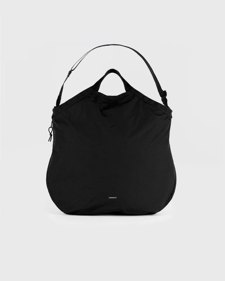Grid Expandable Tote Bag Black