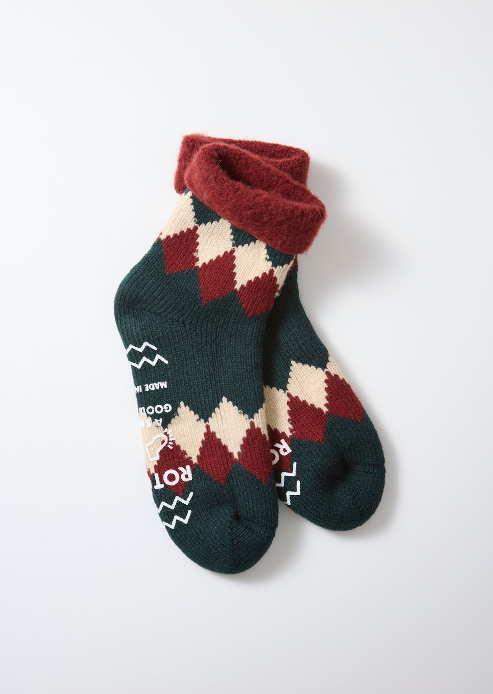 Comfy Room Socks Dark Red/Dark Green Diamond