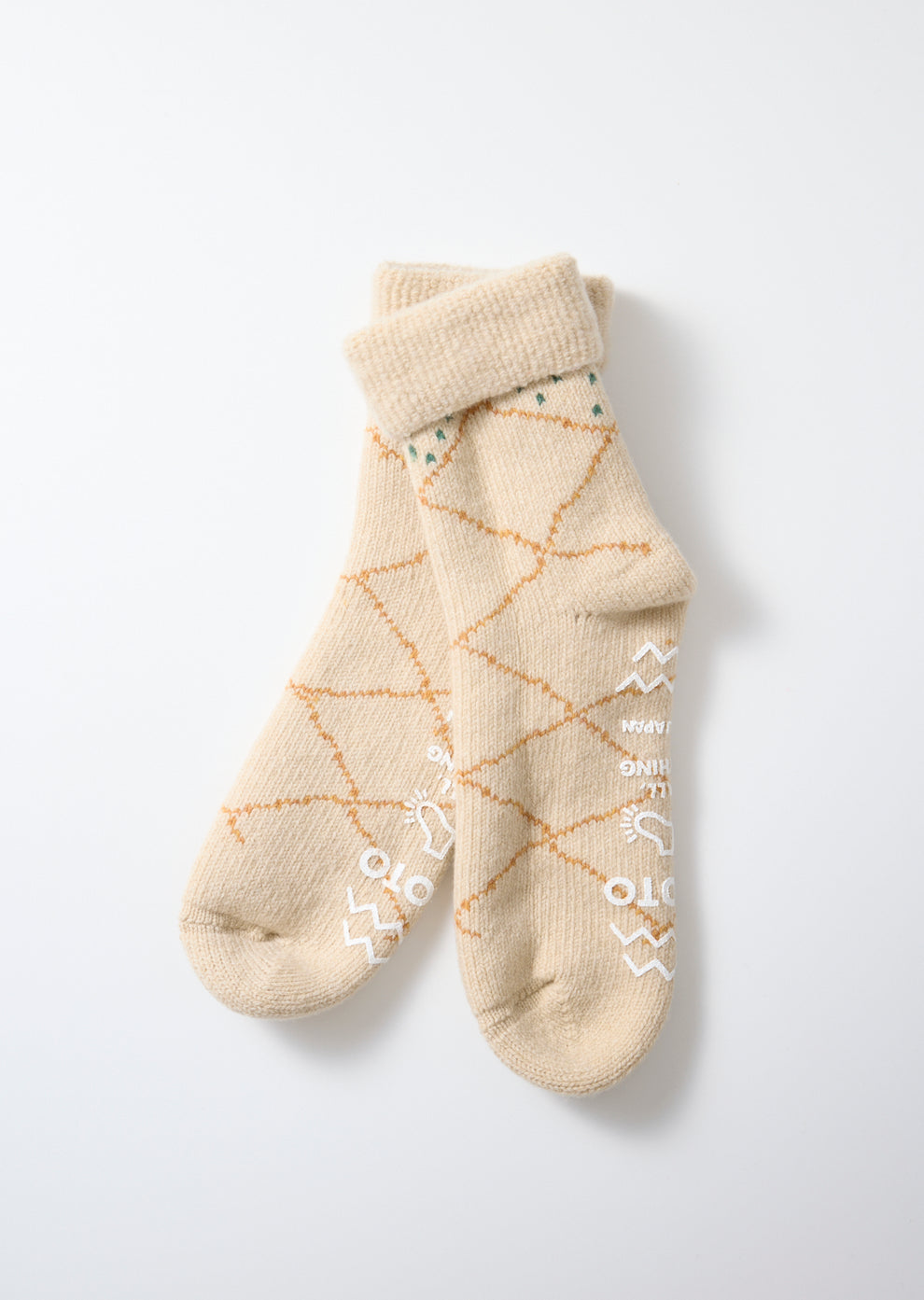 Merino Lambswool Room Socks Ecru/Yellow Beniouarain