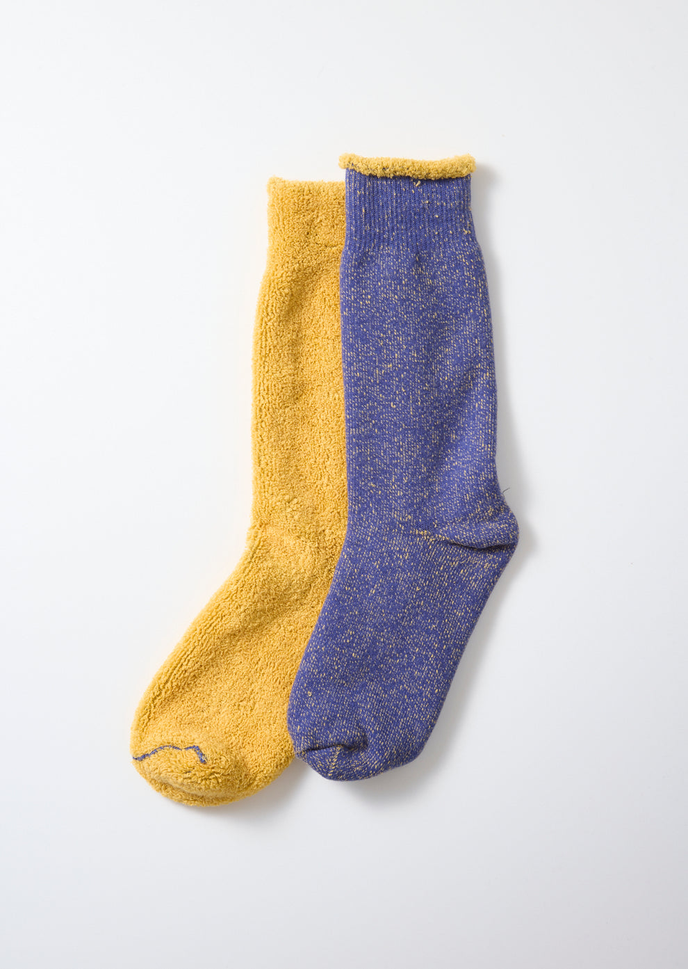 Reversible Pile Socks Blue/Light Yellow