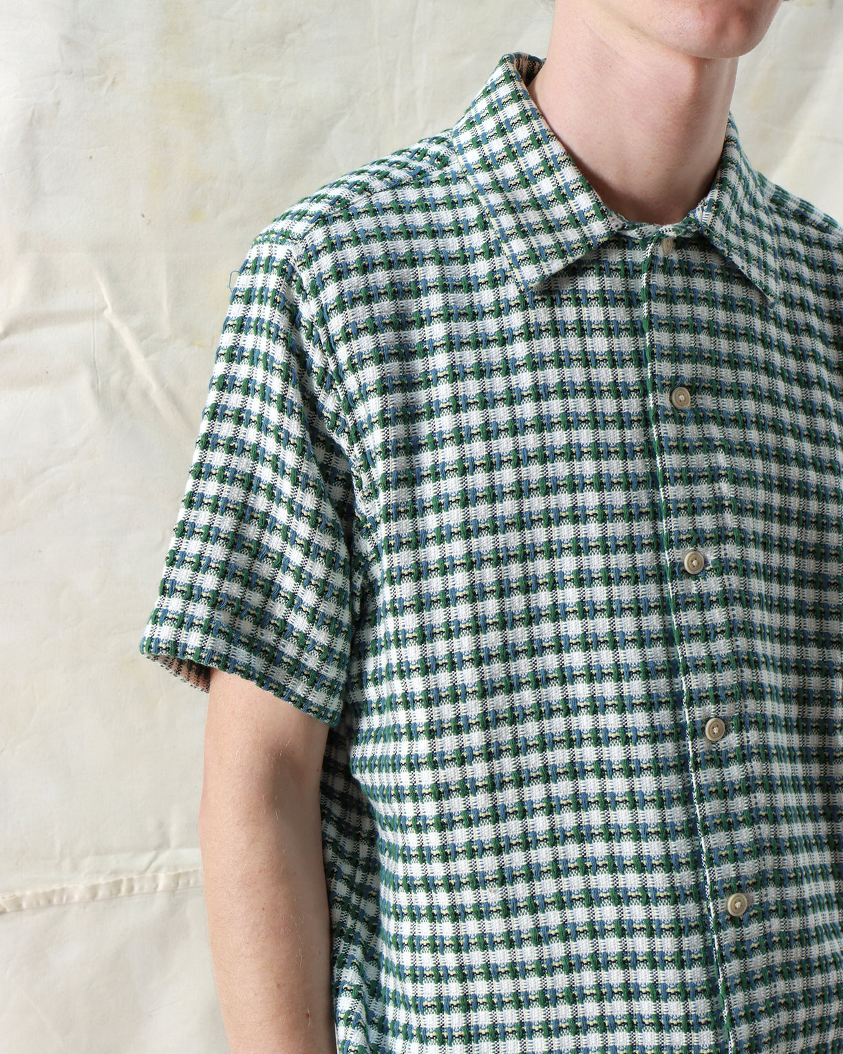 Busey SS Shirt Dobby Check/Tropical Green