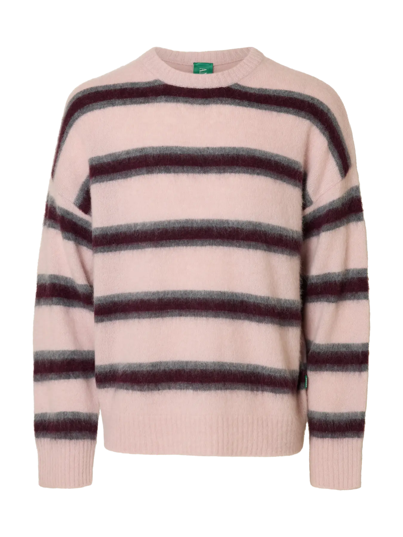 Modi LS Knit Hairy Stripe Crew Neck Jumper Barely Pink Stripes