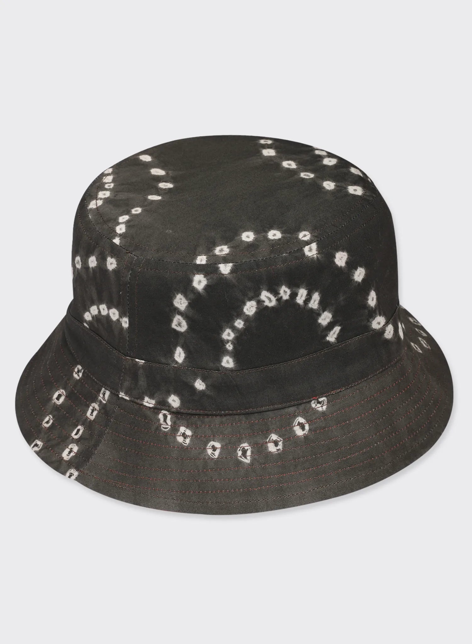 Bucket Hat Bandhani10 Charcoal/Red