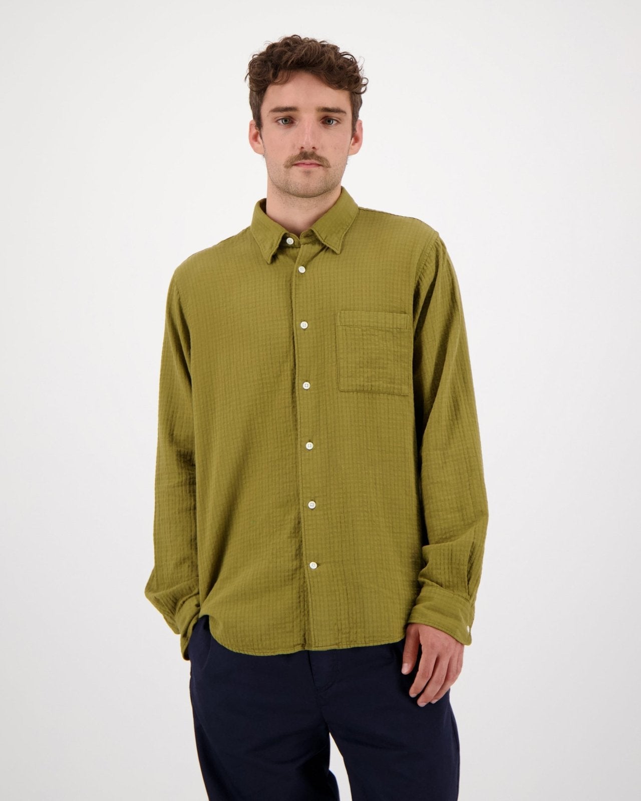 Konga Crinkle Long Sleeve Shirt Green