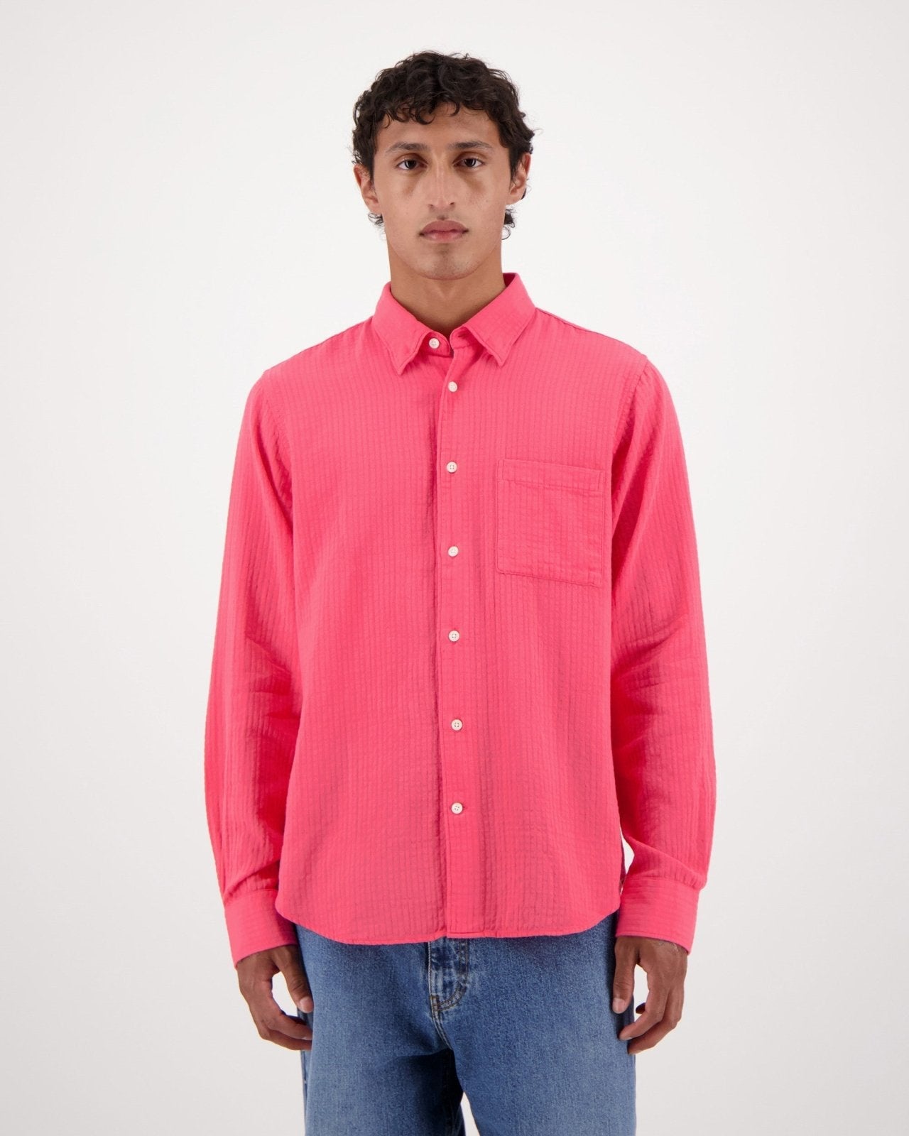 Konga Crinkle Long Sleeve Shirt Pink