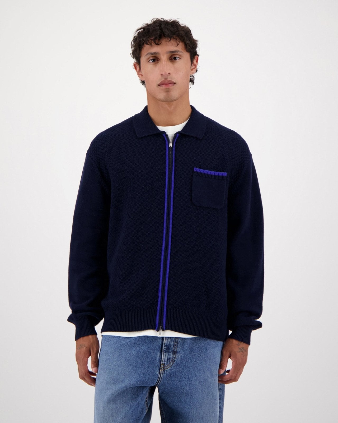 Plume Zip Knit Navy