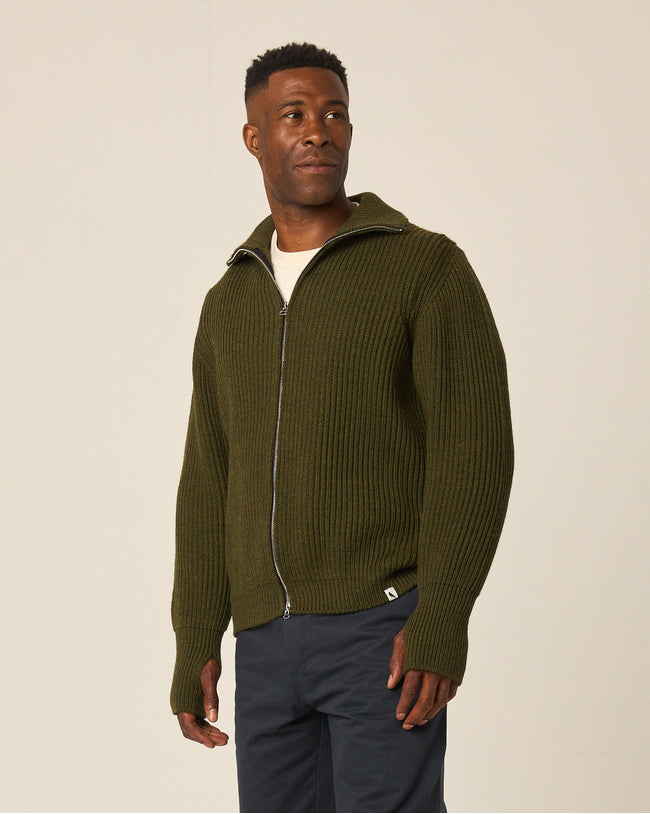 Fisherman Cardigan Olive