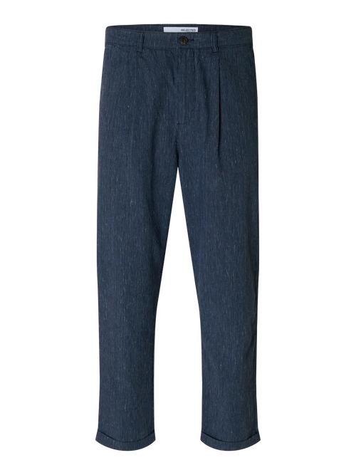 180 Relaxed Crop Ron Linen Blend Pant Dark Navy Structure
