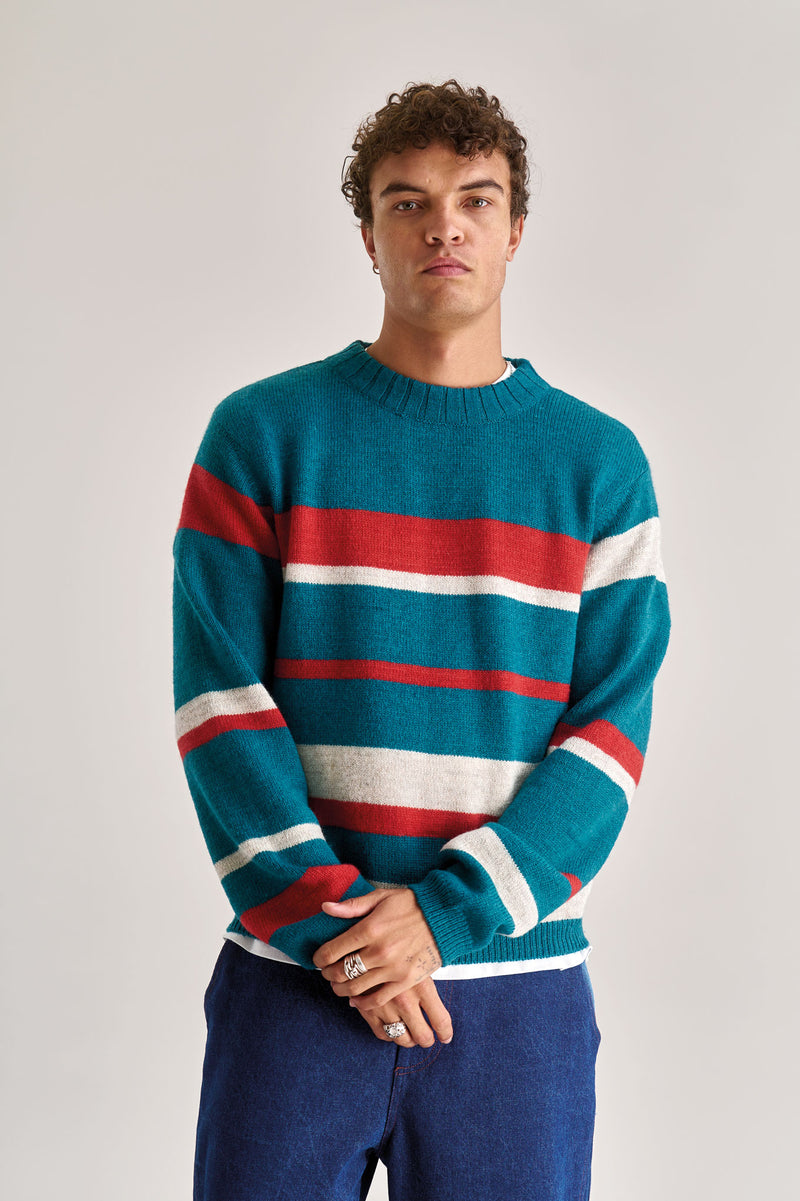 Gabriel Stripe Jumper Evergreen