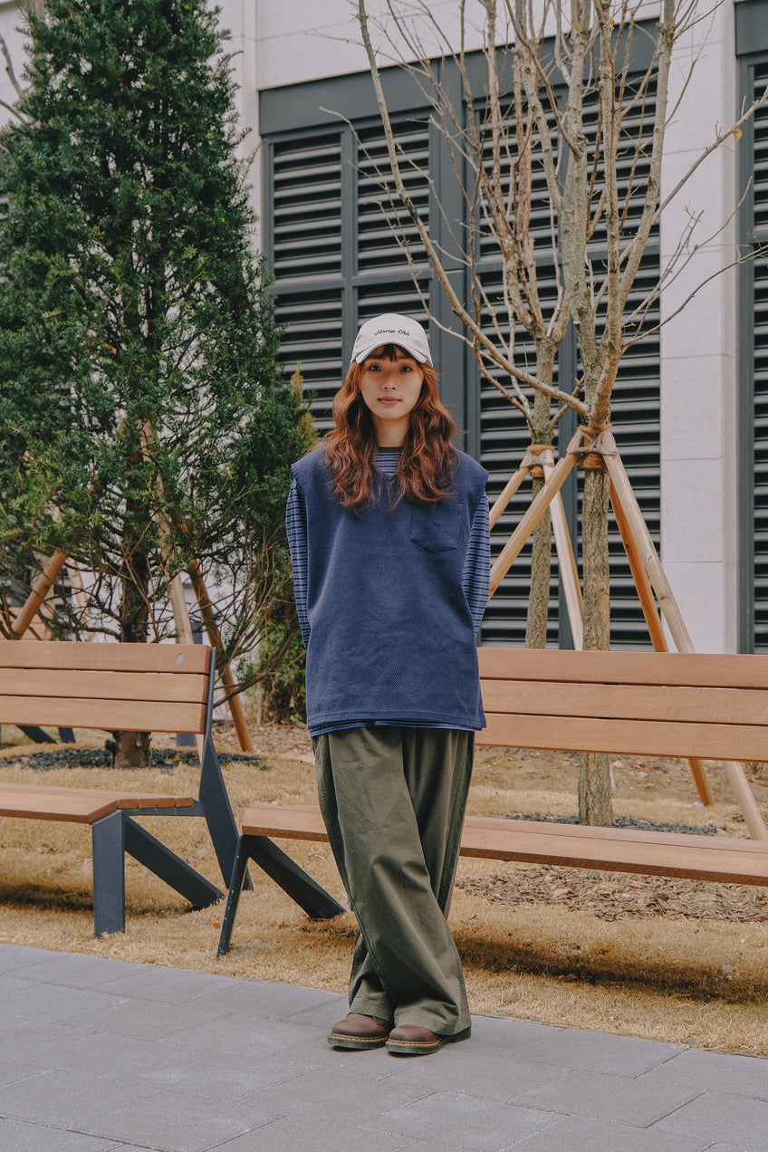 Woven Cotton Vest Navy
