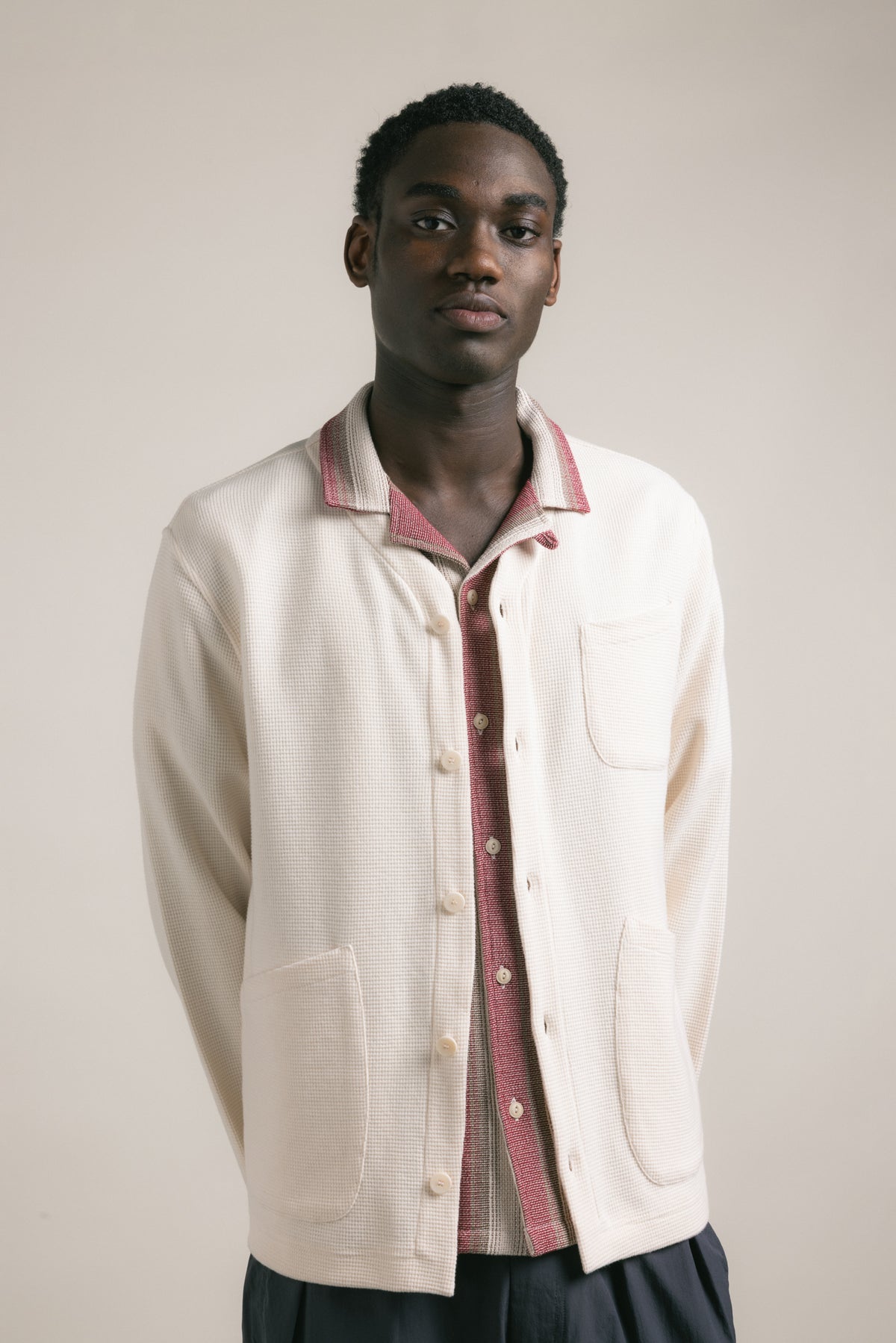 Dunvegan Cardigan Natural Brushed Waffle