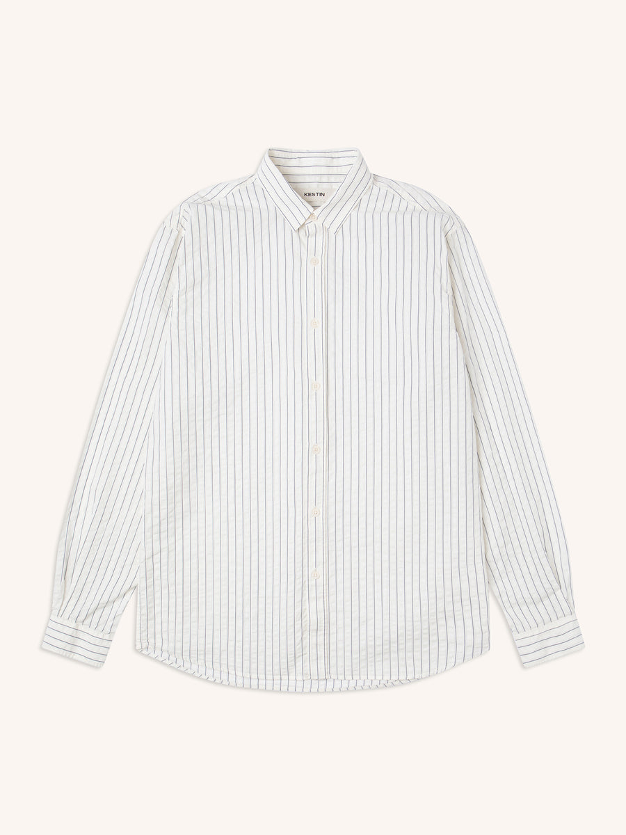 Direlton Seersucker Shirt White/Blue Stripe
