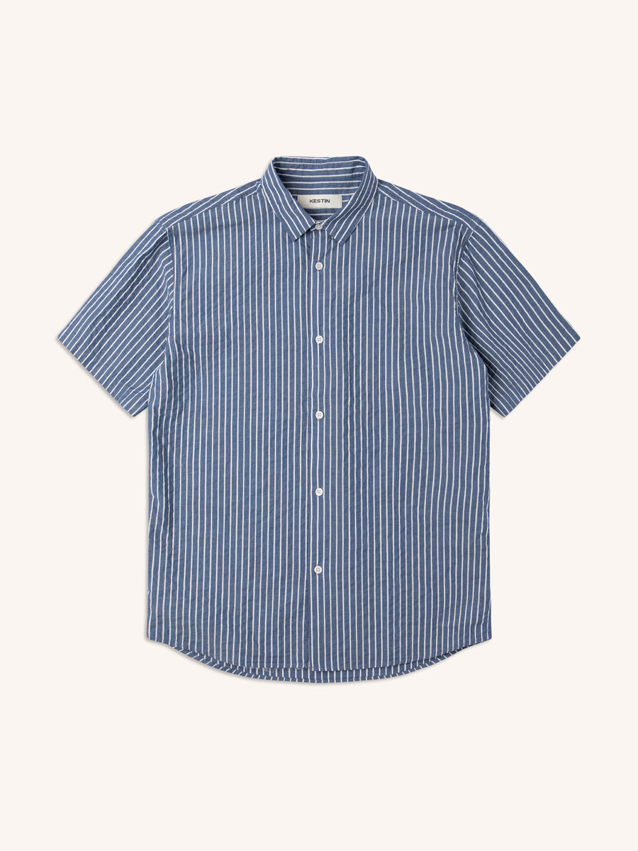 Aberlady Seersucker Shirt Blue/White Stripe