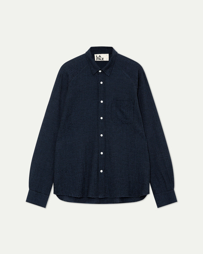 Mirra Raglan Sleeve Shirt Black/Yves Blue Stripes