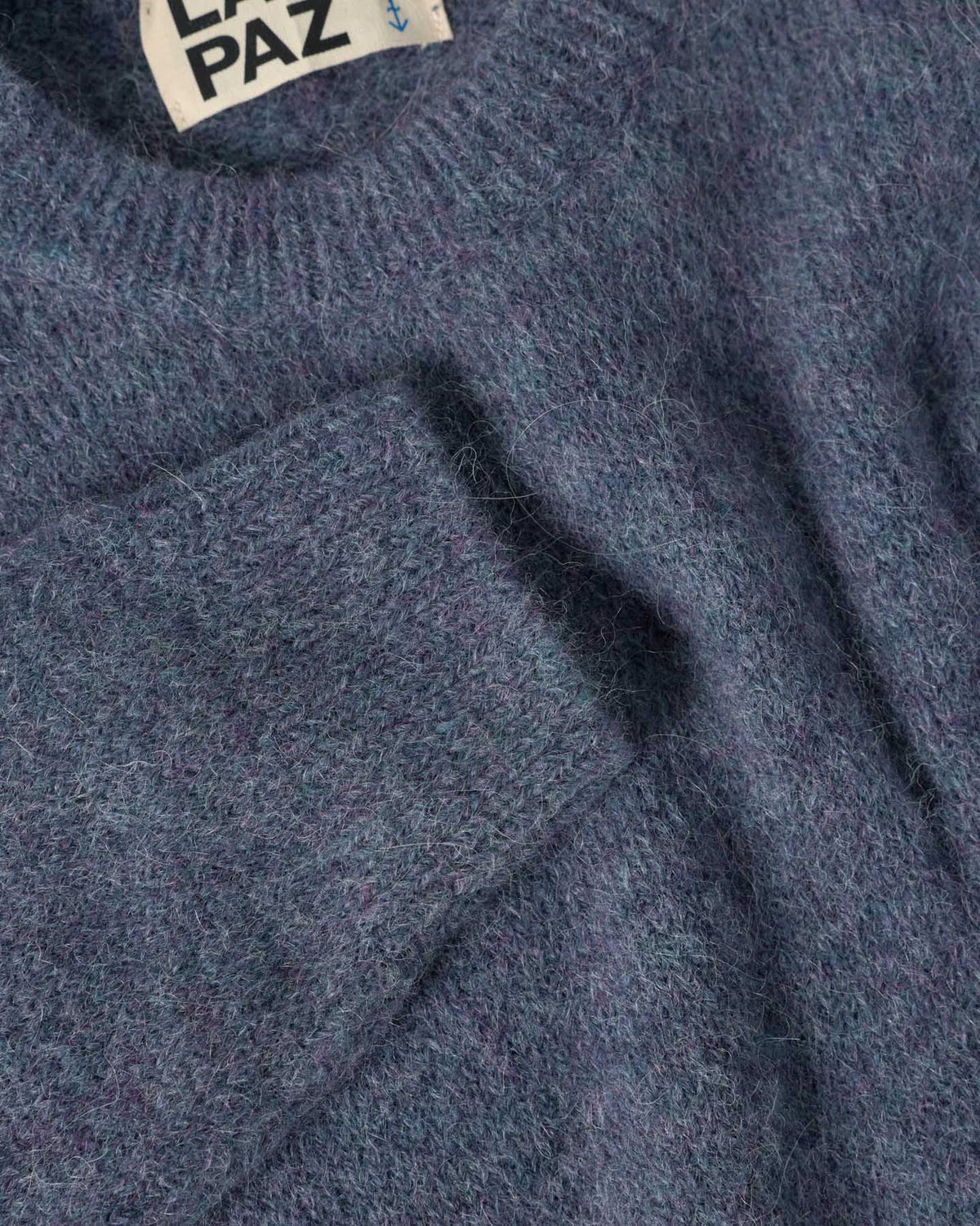 Delgado Drop Shoulder Ribbed Crew Neck Jumper Blue