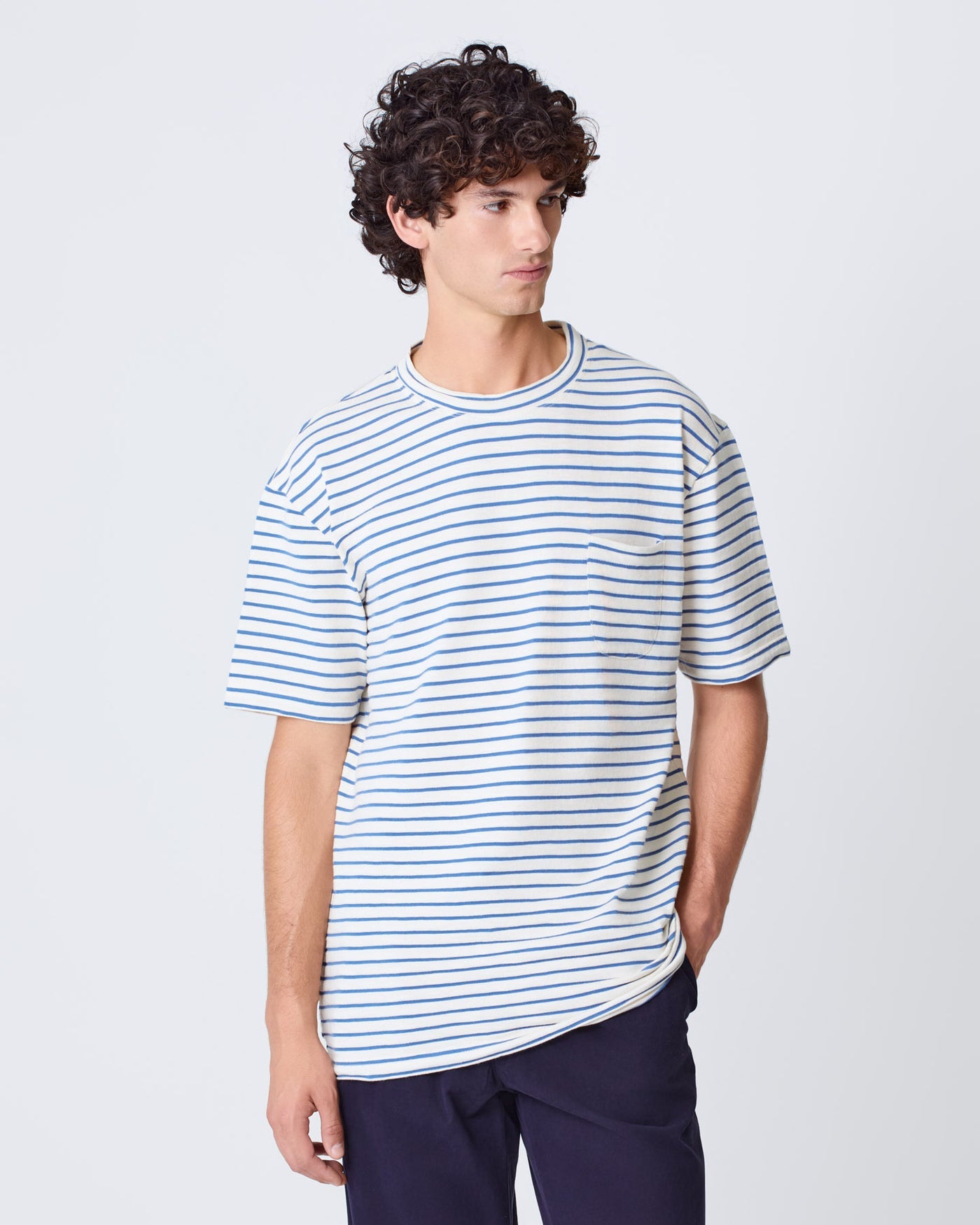 Guerreiro Pocket T Shirt Indigo Stripes