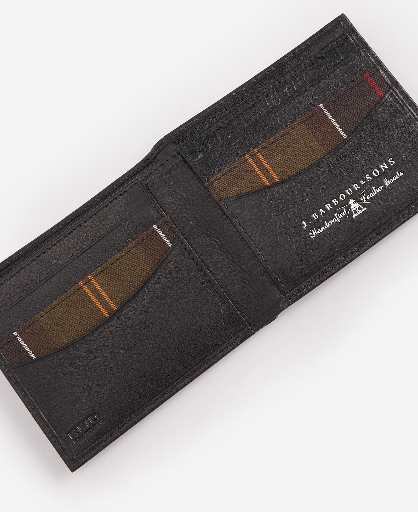 Colwell Leather Billfold Wallet Black Classic Tartan