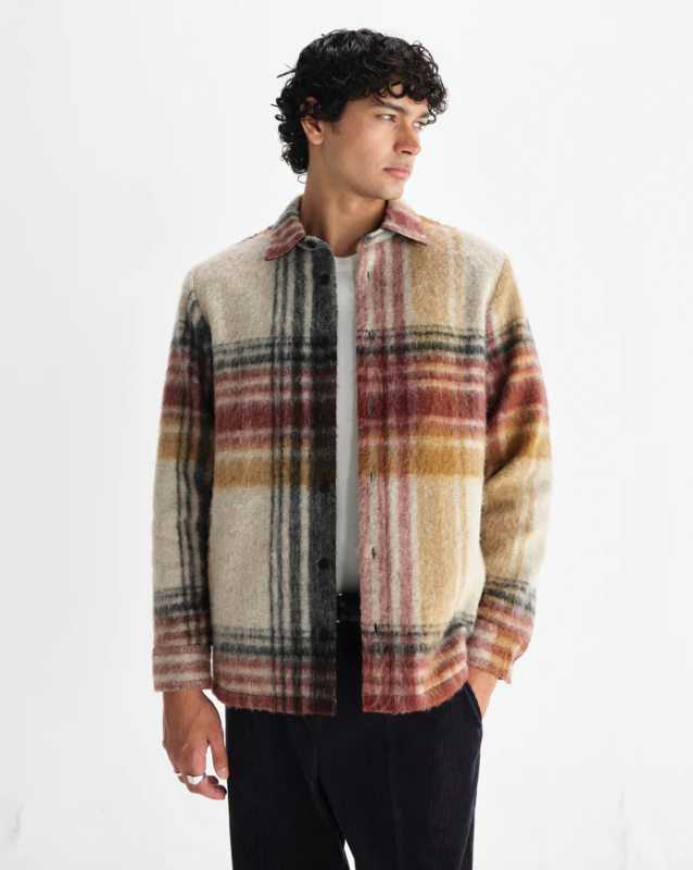 Nolan Overshirt Wool Blend Check Natural/Multi