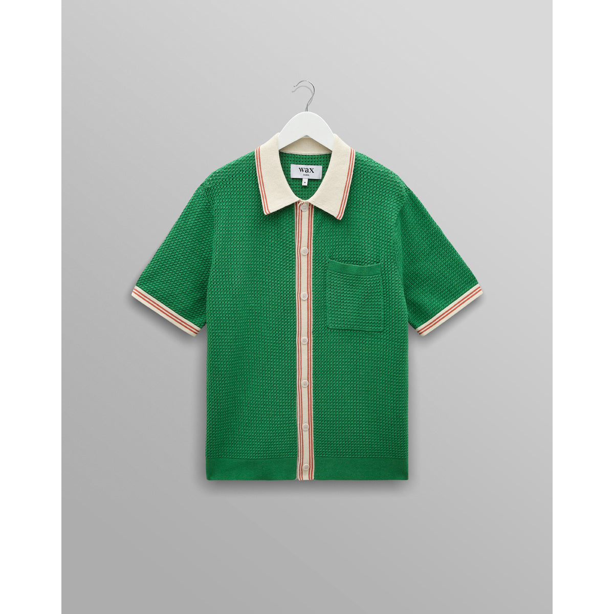 Belle SS Shirt Tipped Pointelle Green/Ecru
