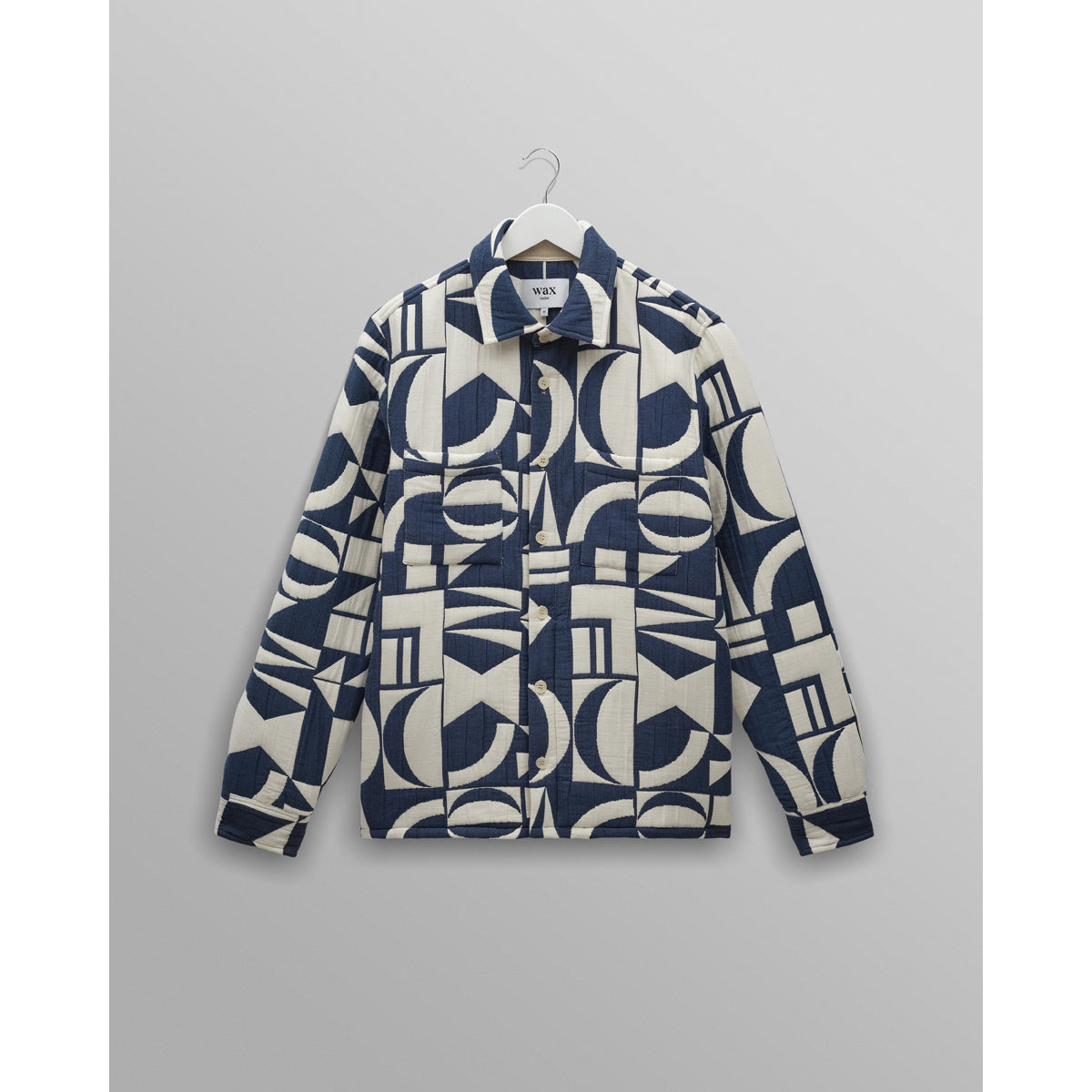 Otto Overshirt Geo Block Quilt Blue/Ecru