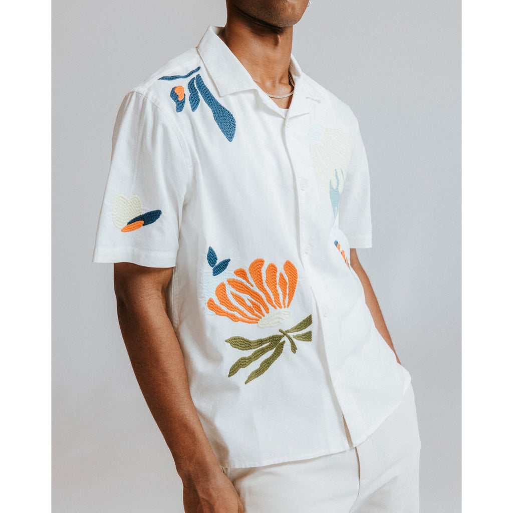 Didcot SS Shirt Summer Back Appliqué Ecru