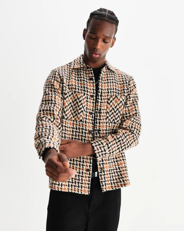 Whiting Overshirt Houndstooth Weave Natural