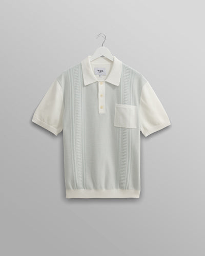 Turin Pocket Polo Retro Stripe Pale Blue/Ecru