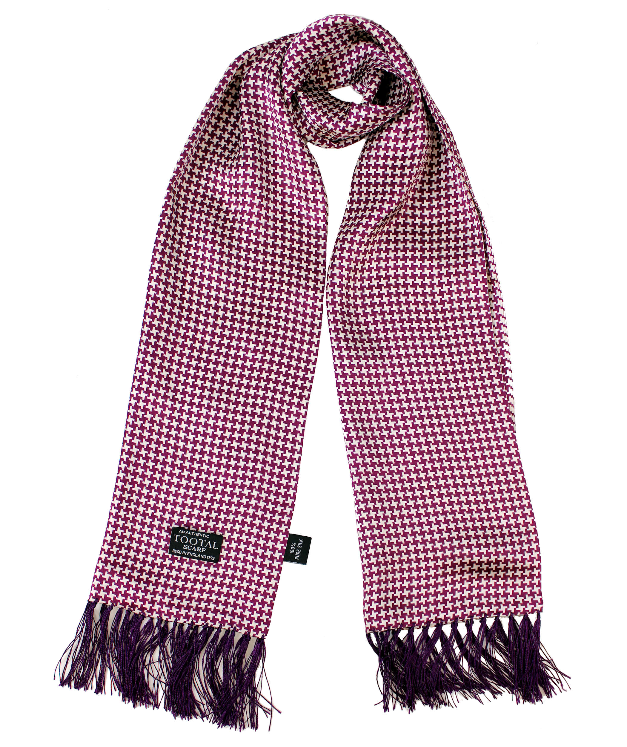 Dogtooth Burgundy Silk Scarf