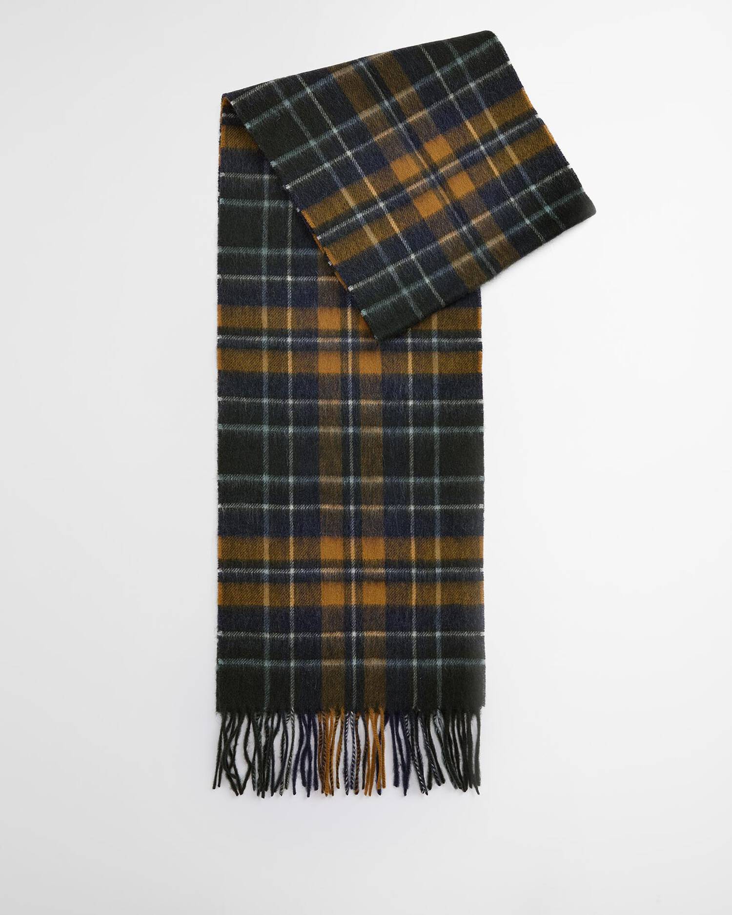 New Check Tartan Scarf Forest/Bronze Brown