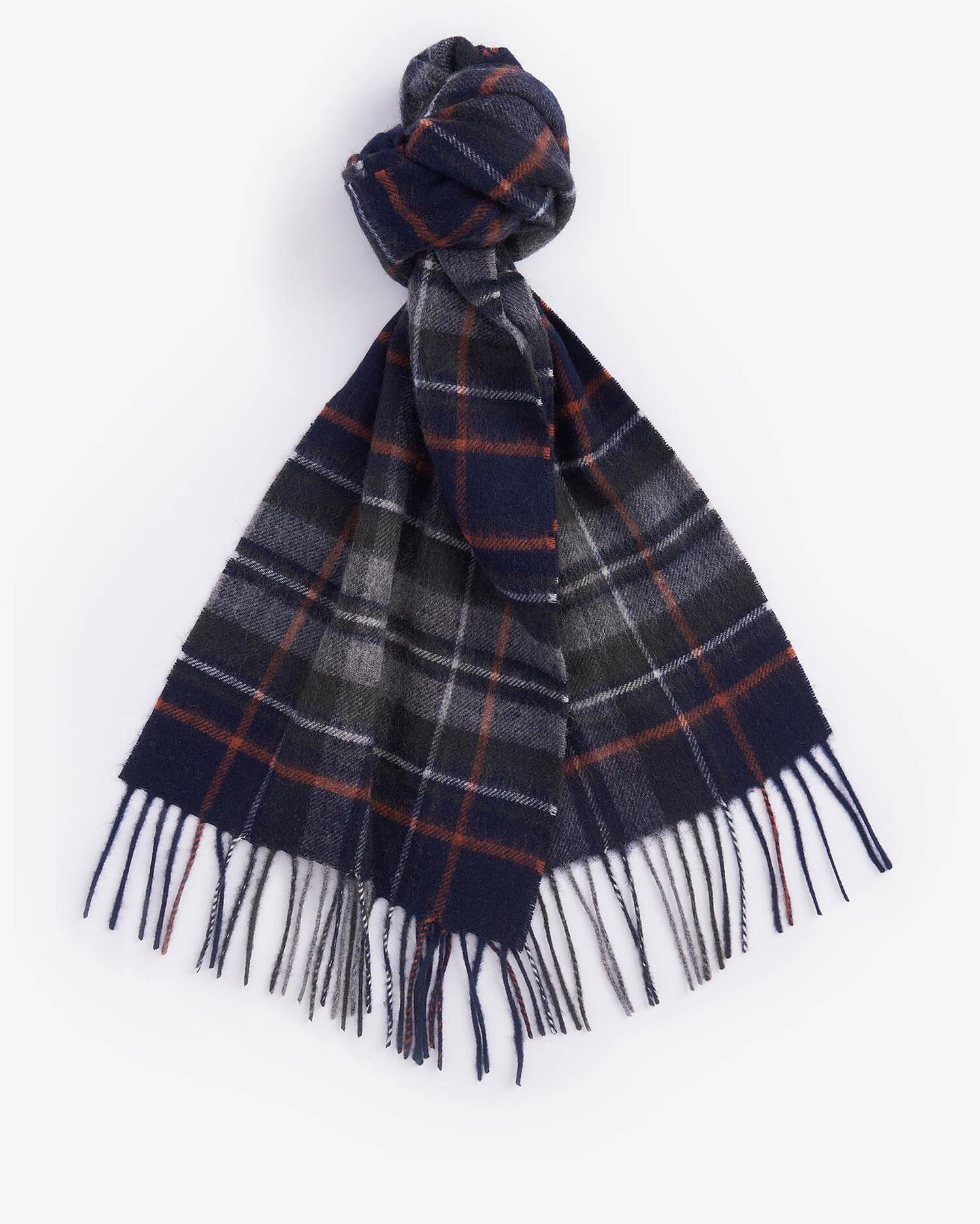 New Check Tartan Scarf Navy/Dark Ginger
