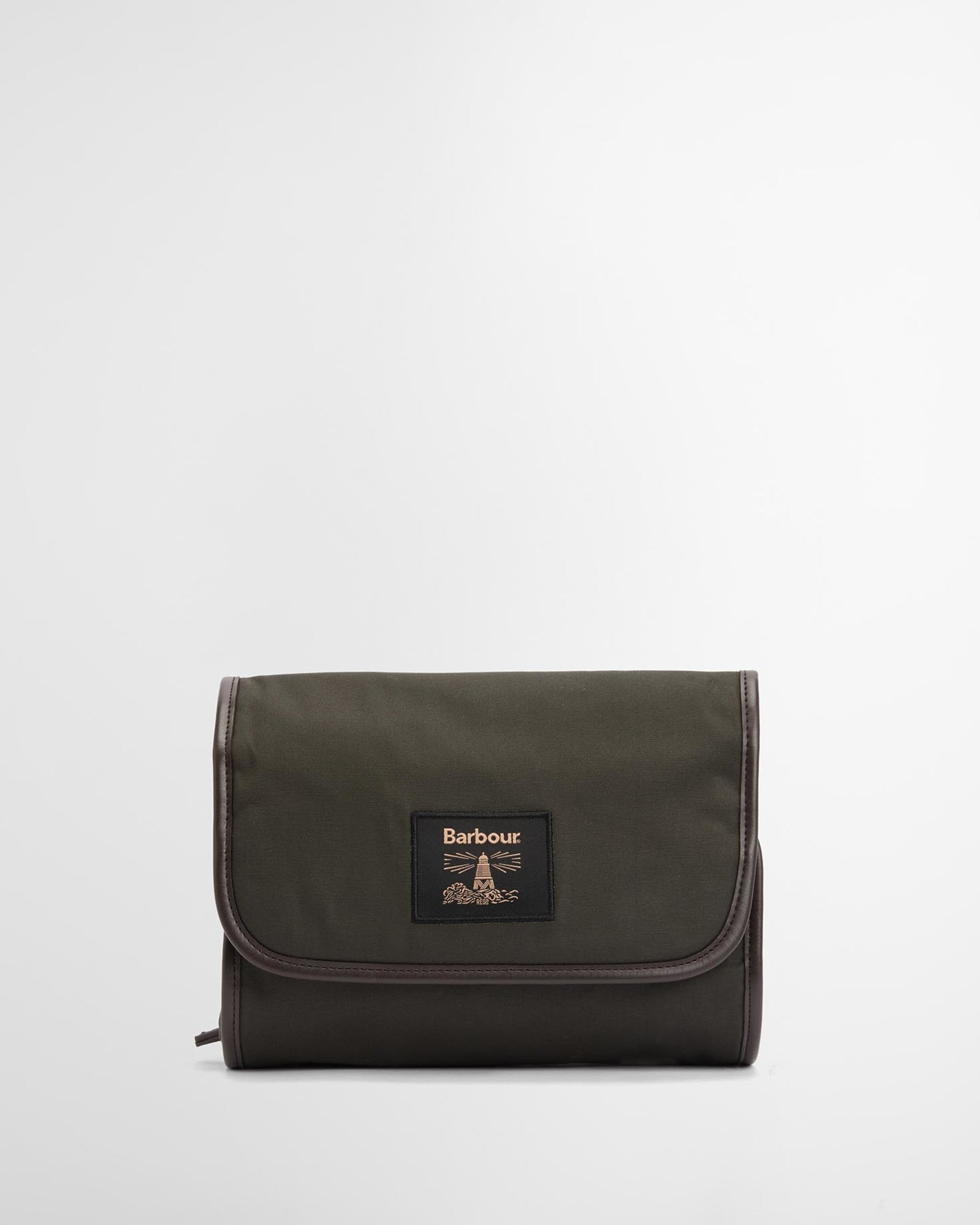 Waxed Hanging Washbag Olive/Beacon