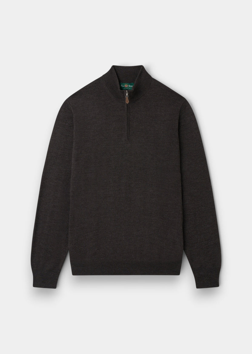 Barton Half Zip Mockneck Dark Brown