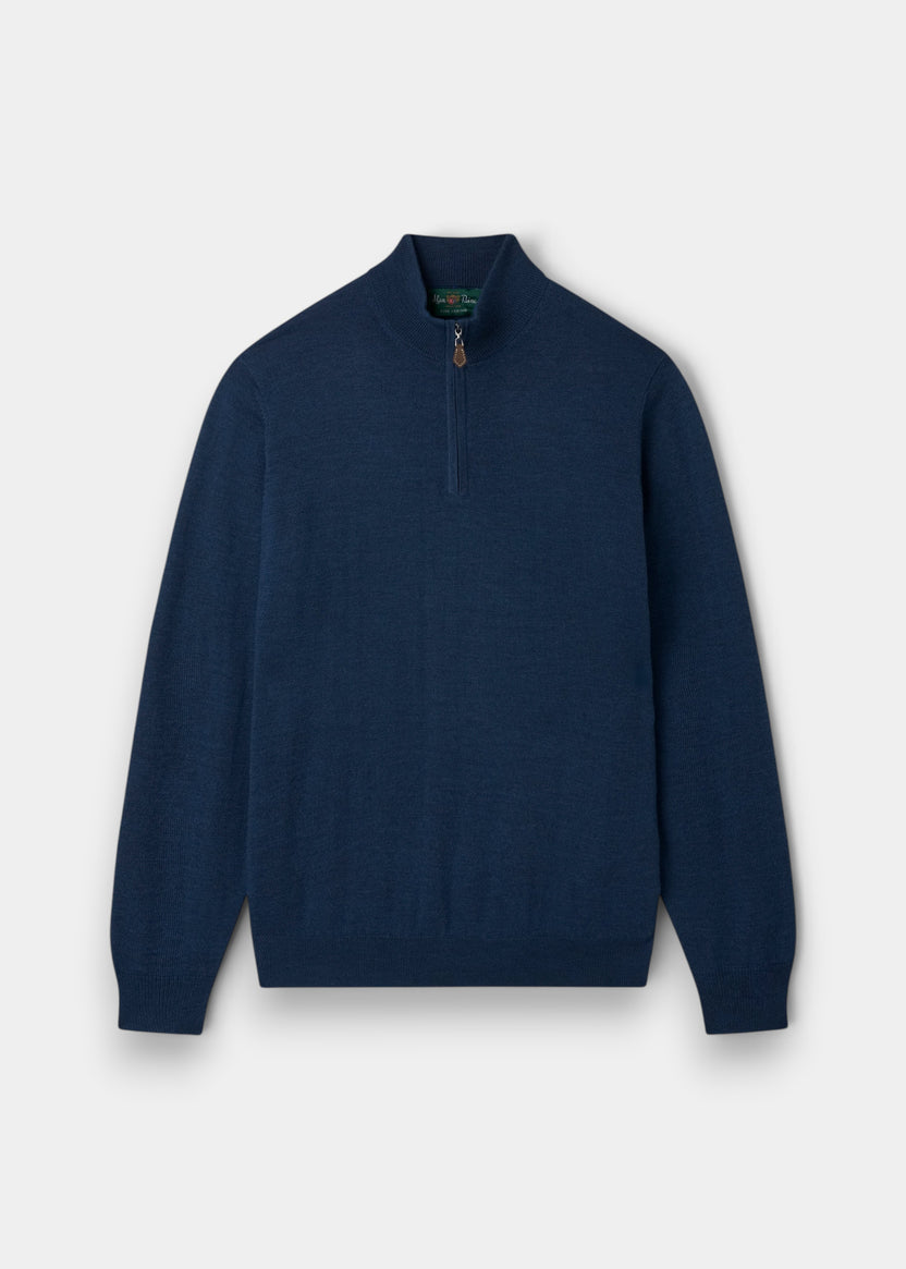 Barton Half Zip Mockneck Indigo