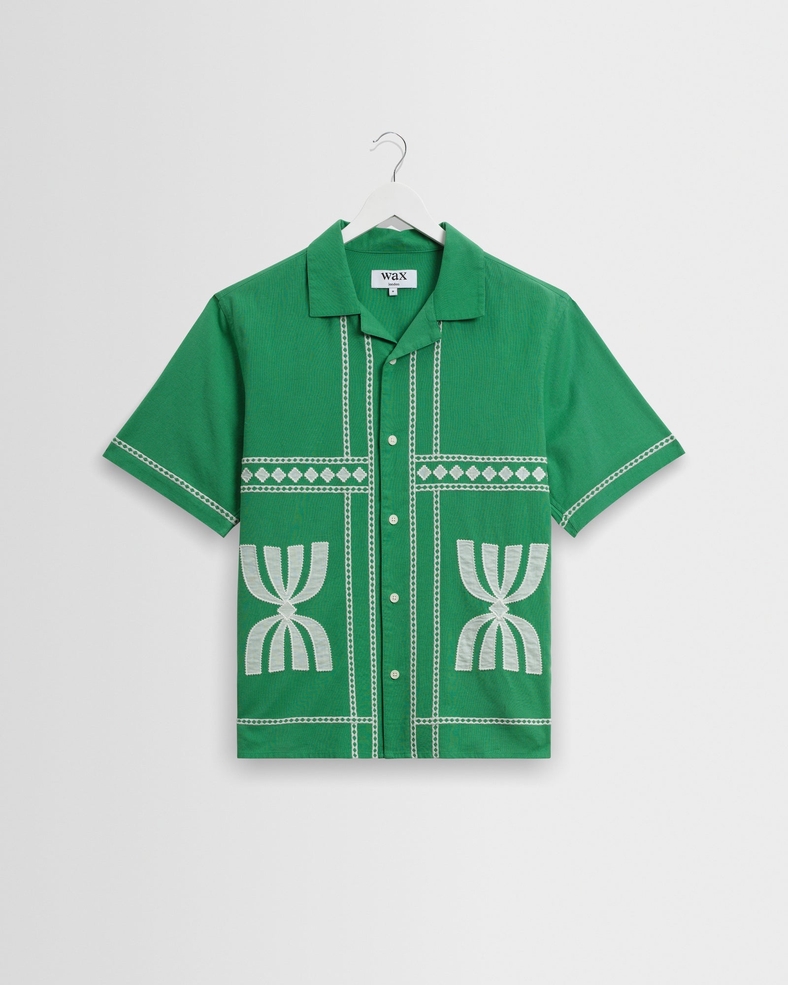 Didcot SS Shirt Border Applique Green/White