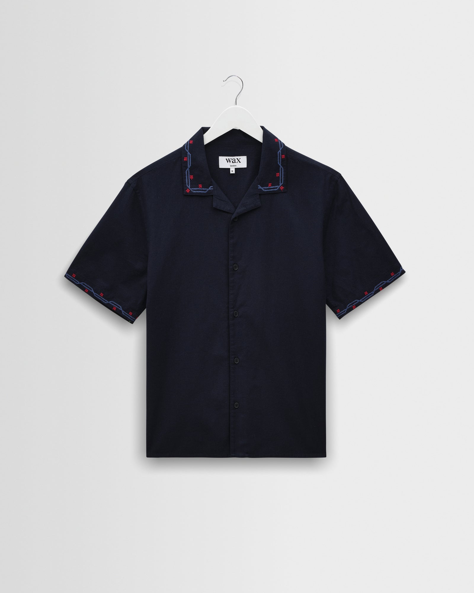Didcot SS Shirt Cross Stitch Border Navy