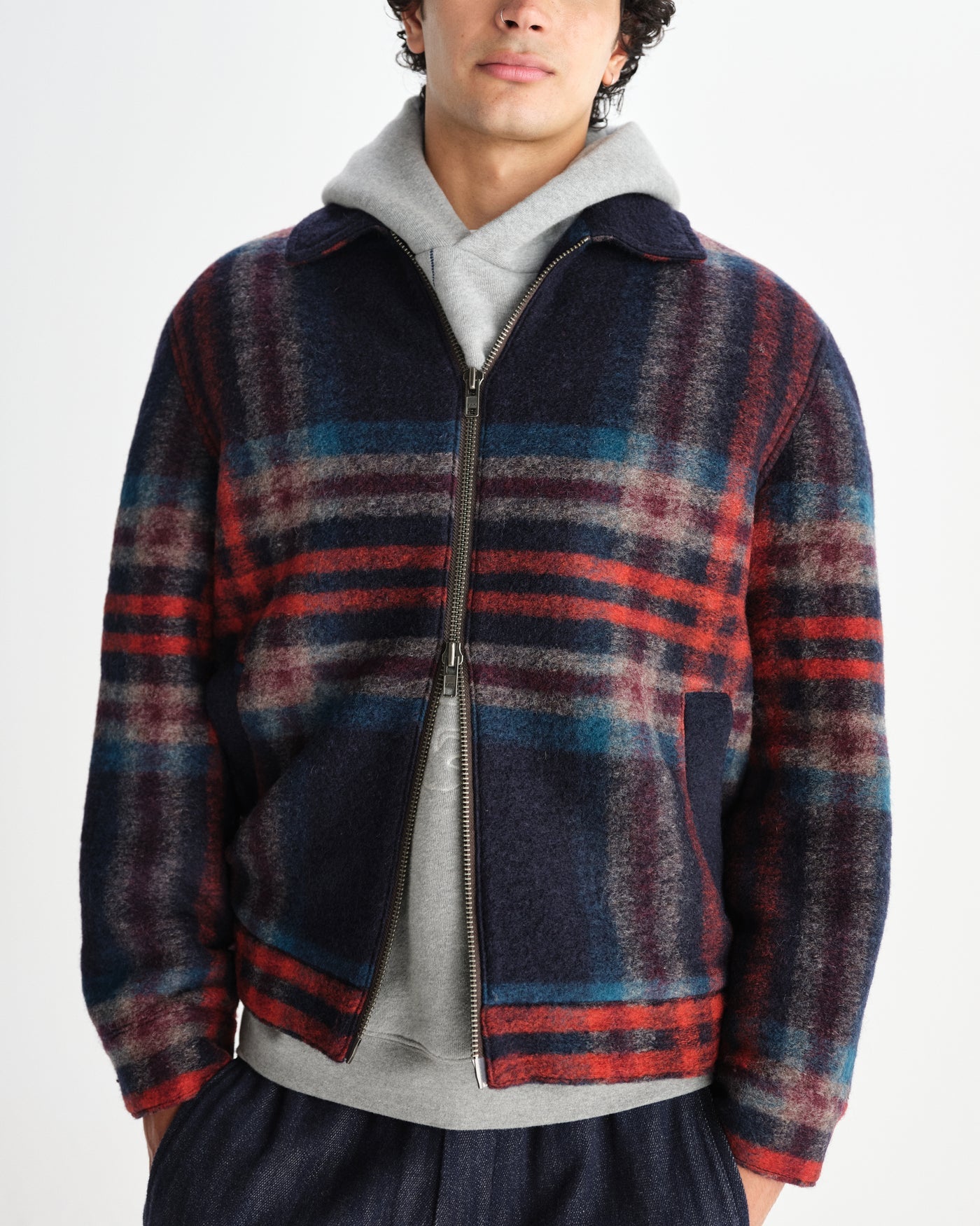 Heath Jacket Wool Check Navy/Multi