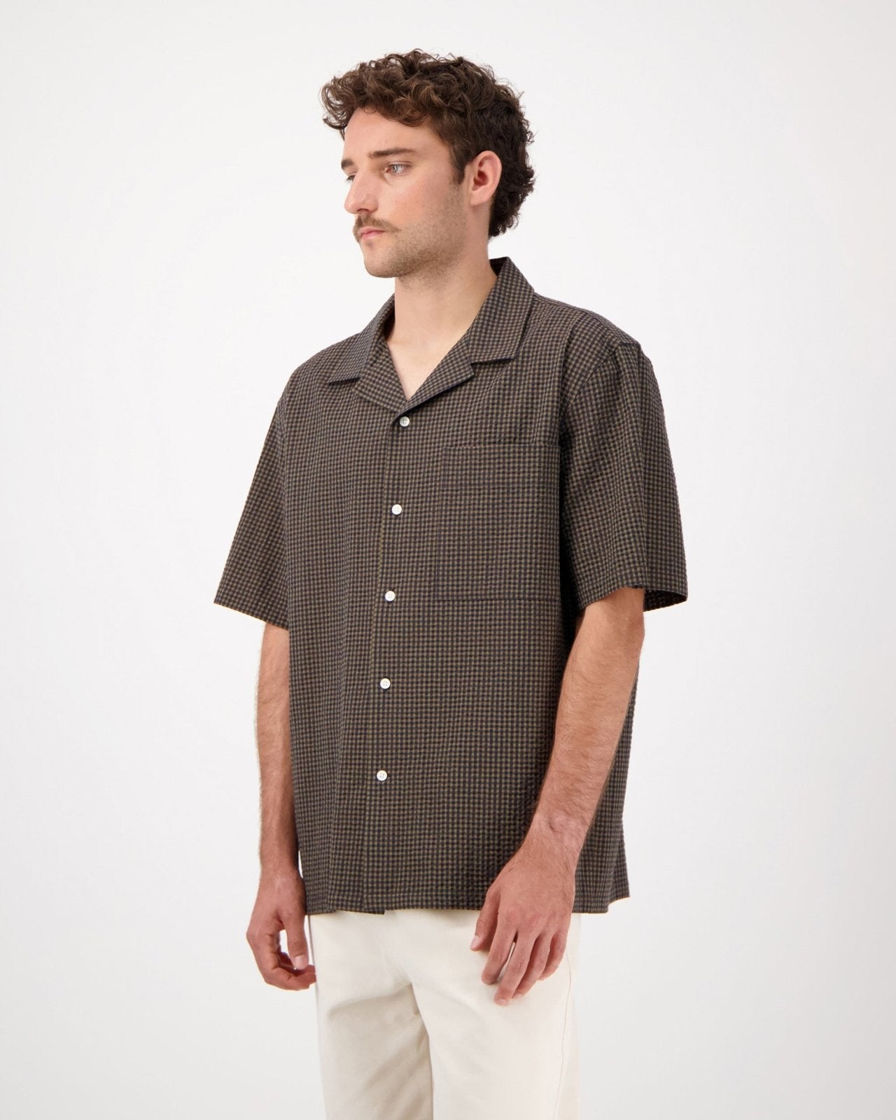 Hosta Gingham Check Shirt Brown