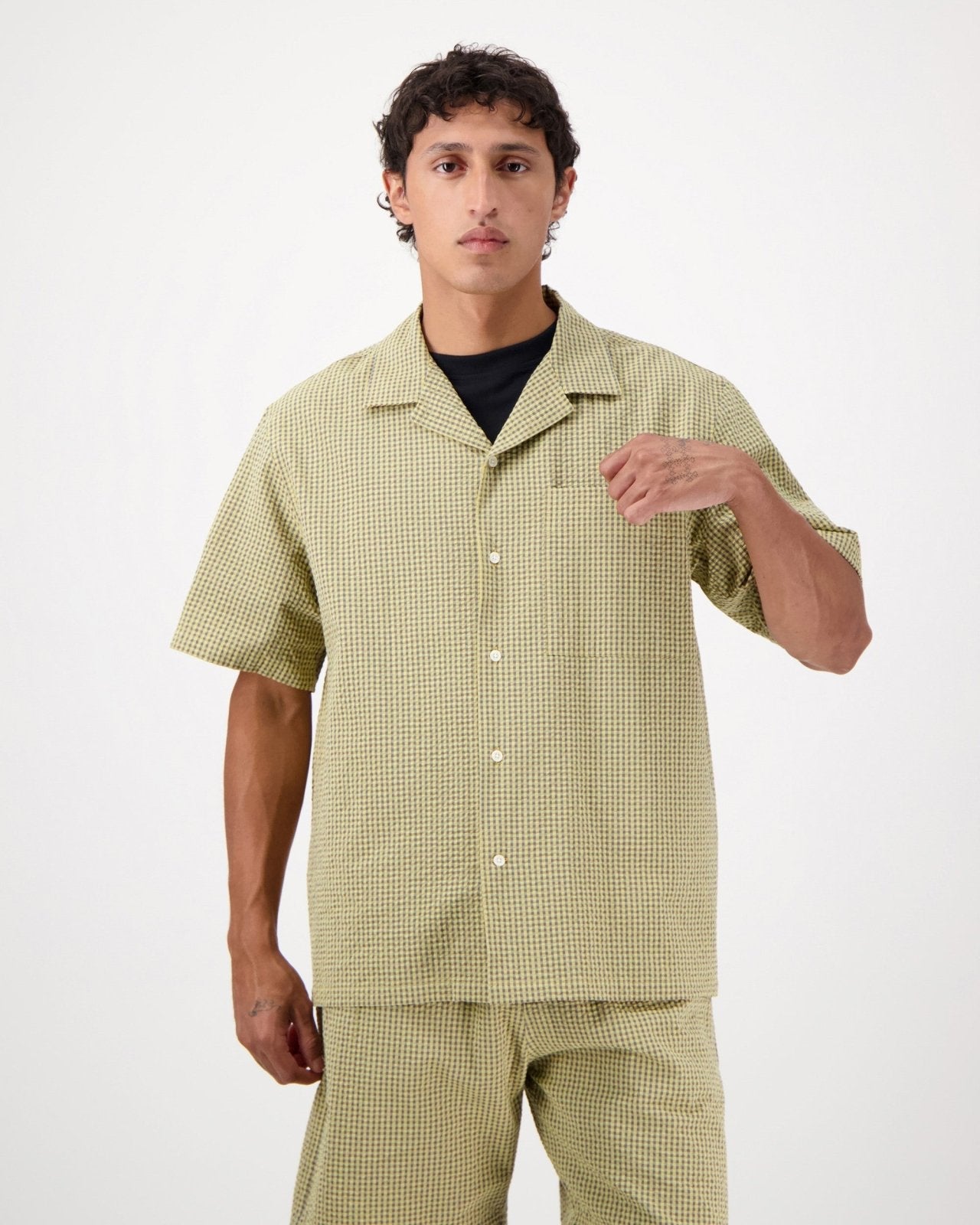 Hosta Gingham Check Shirt Yellow