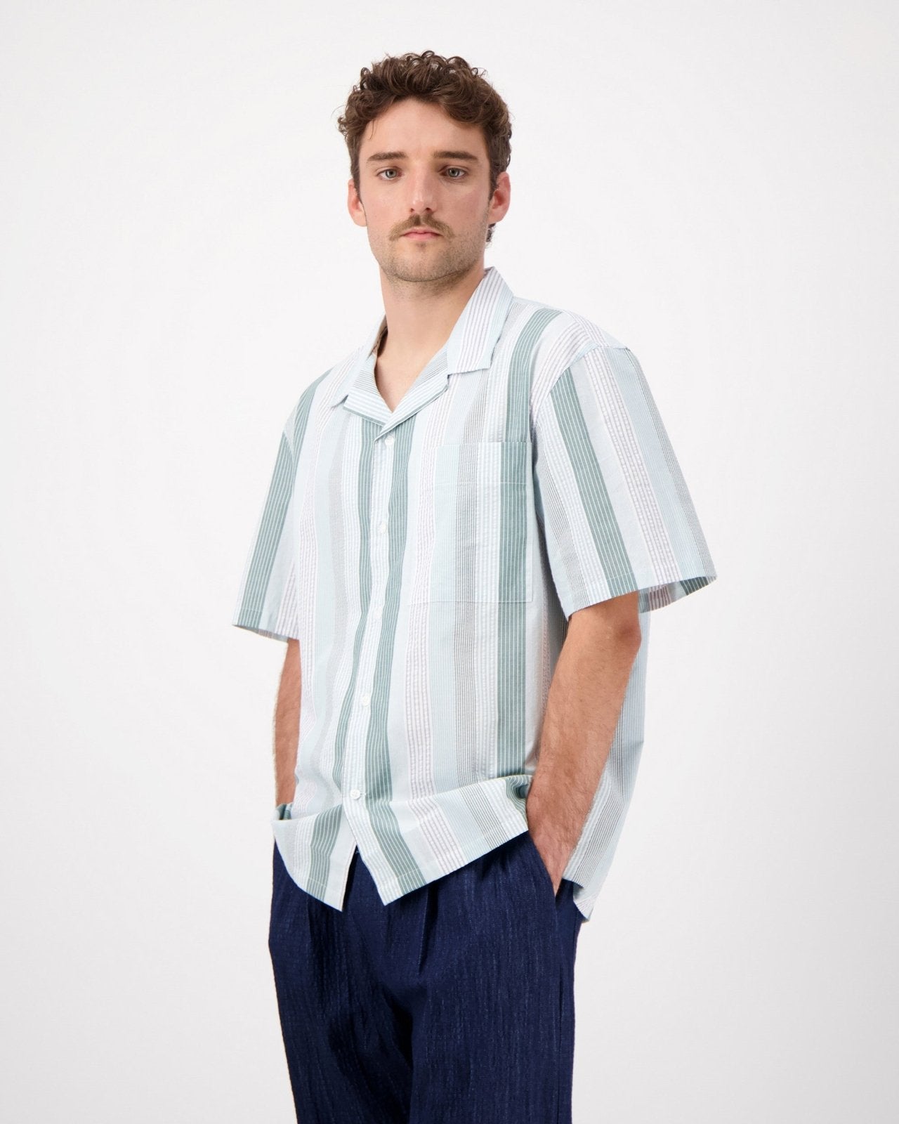 Hosta Stripe Check Shirt Green
