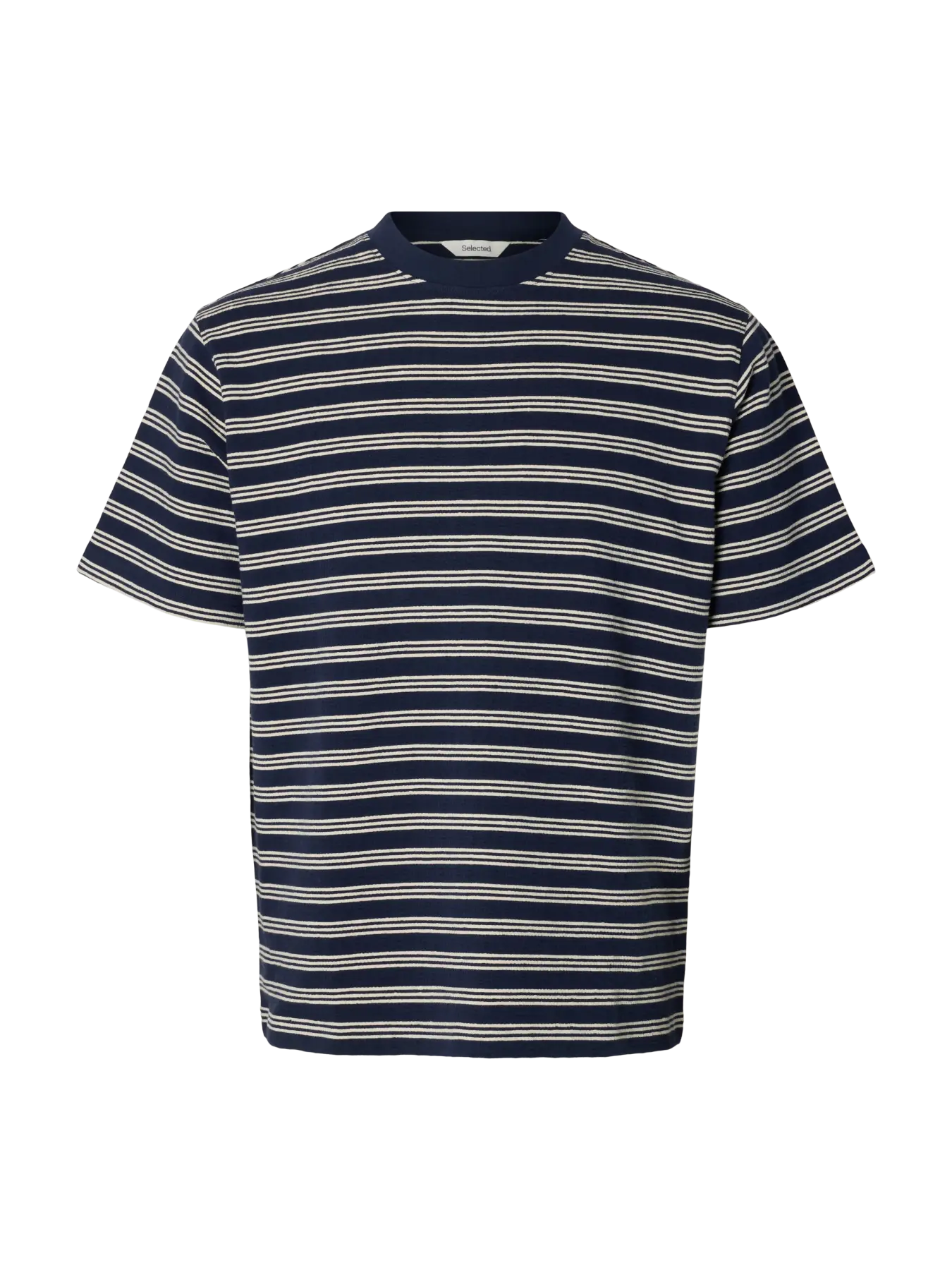 Heli Seersucker O Neck Tee Navy Blazer Birch