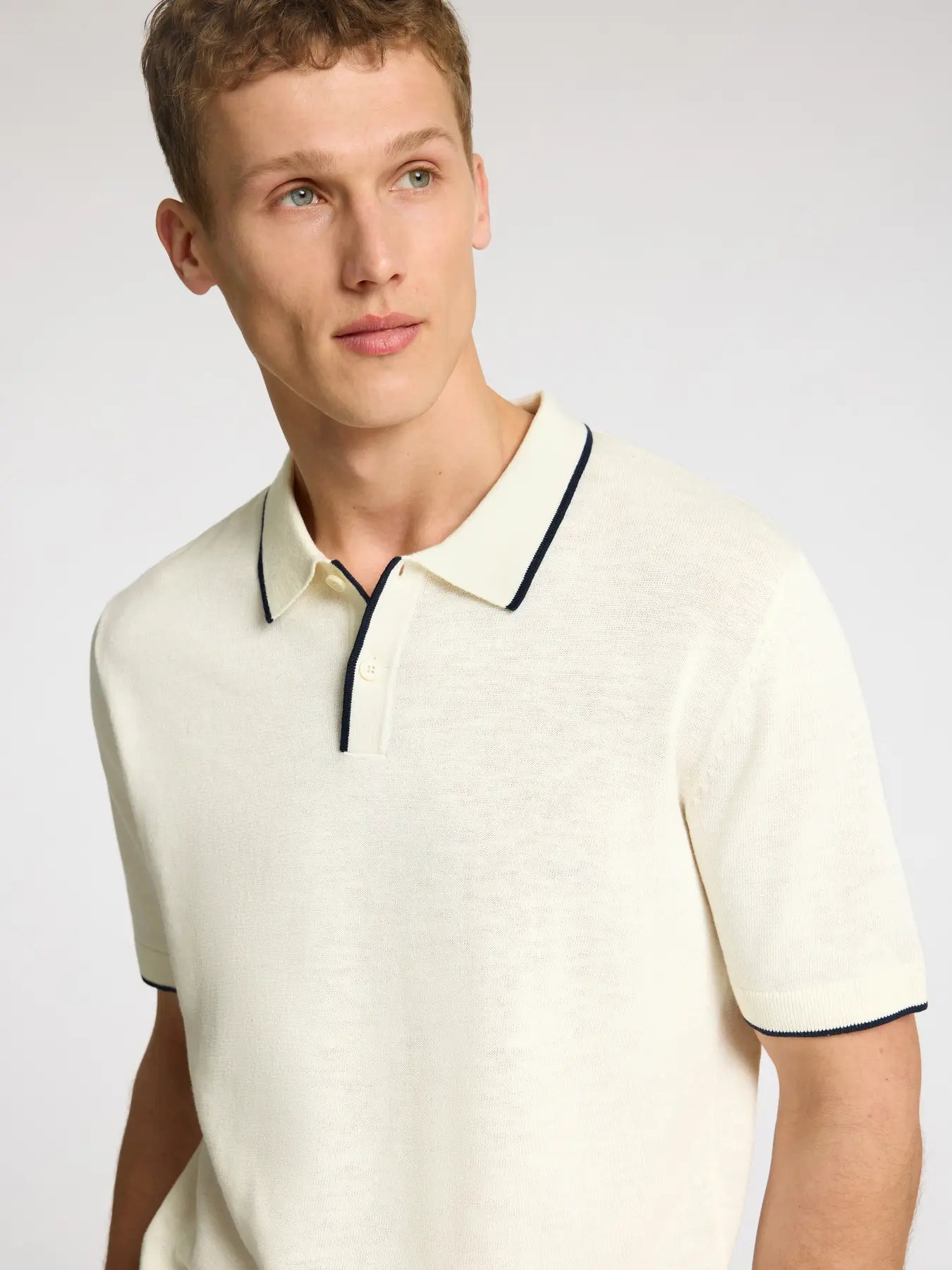 Mattis Knit Sun Polo Egret/Sky Captain