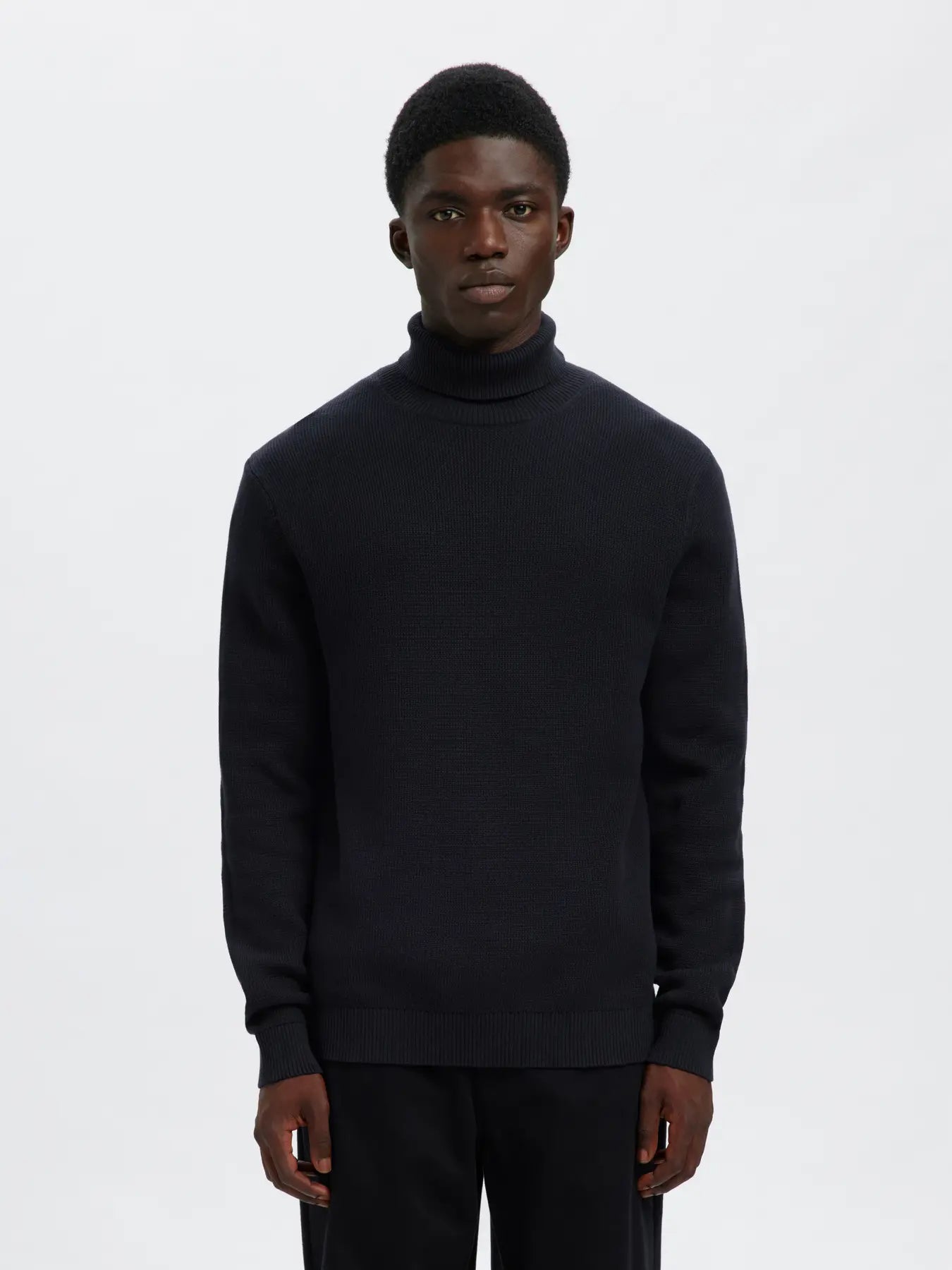 Dane LS Knit Structure Roll Neck Noos Sky Captain