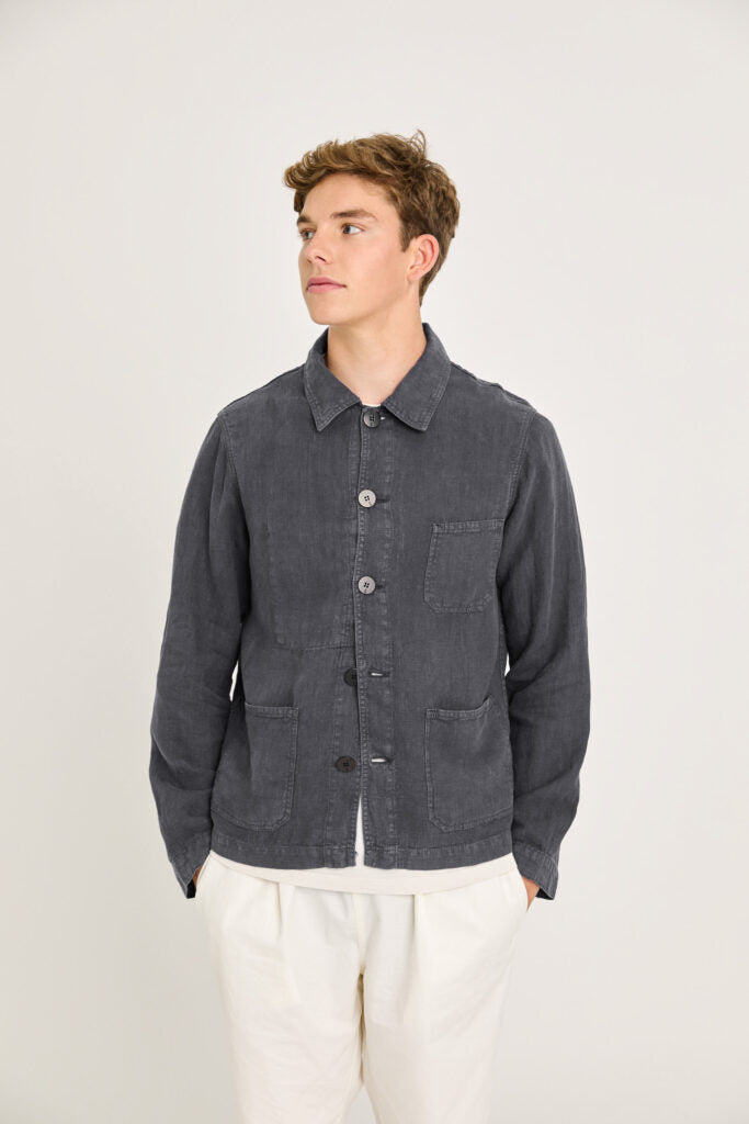 Baptista Linen Worker Jacket Smoked Pearl