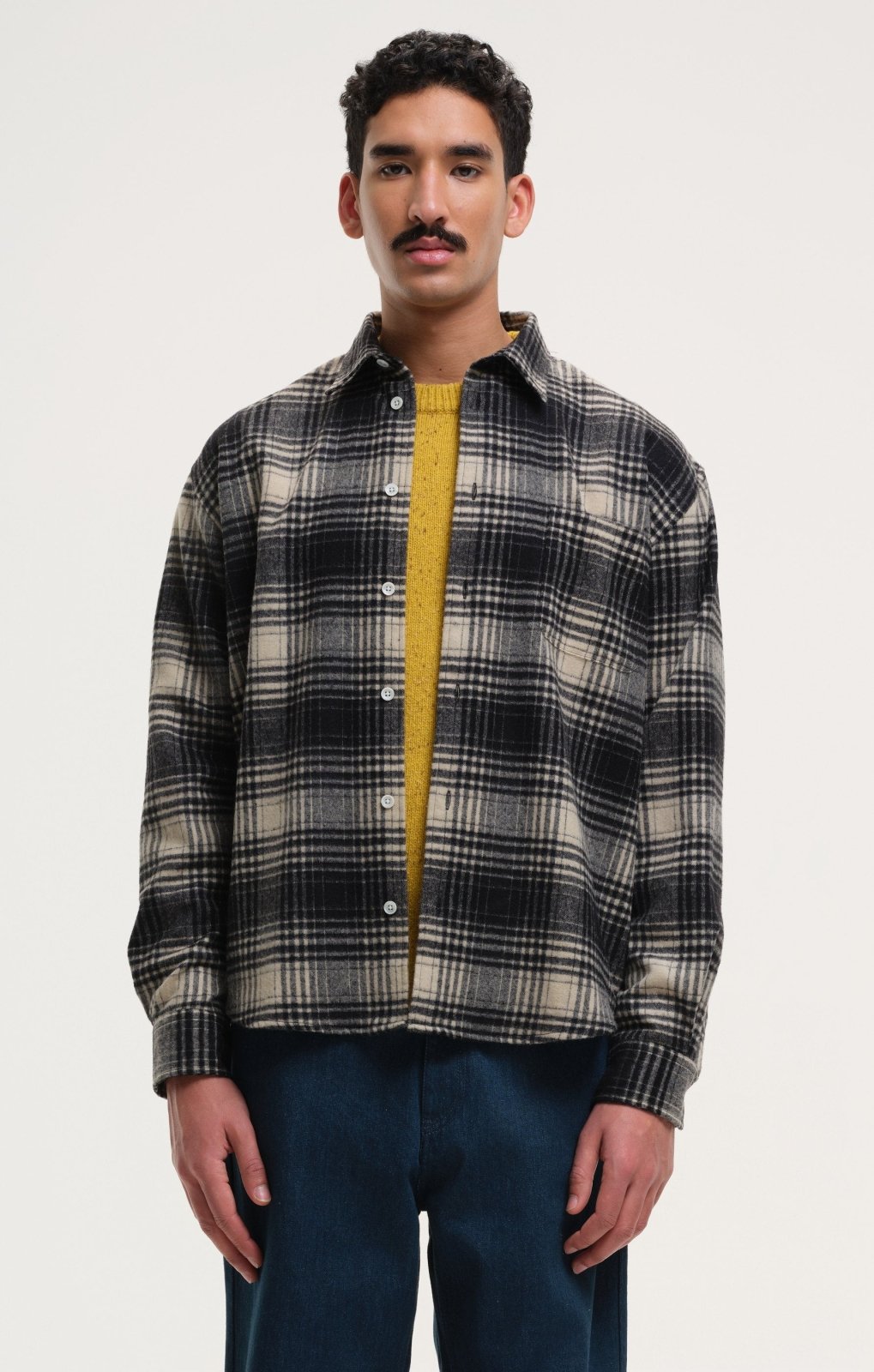 North Point C Black/Ecru Relaxed Check Shirt