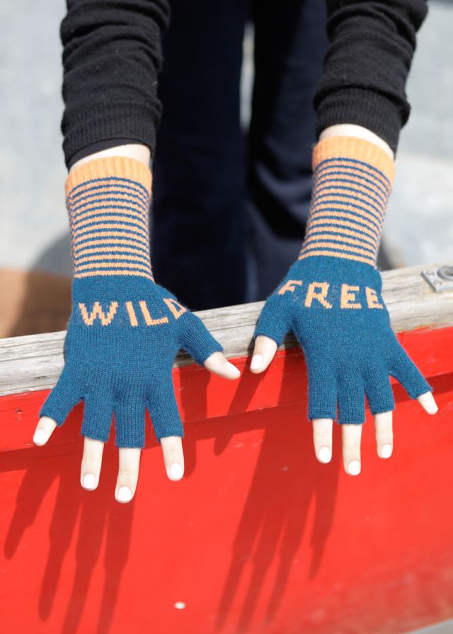 Wild+Free Fingerless Gloves Teal/Orange
