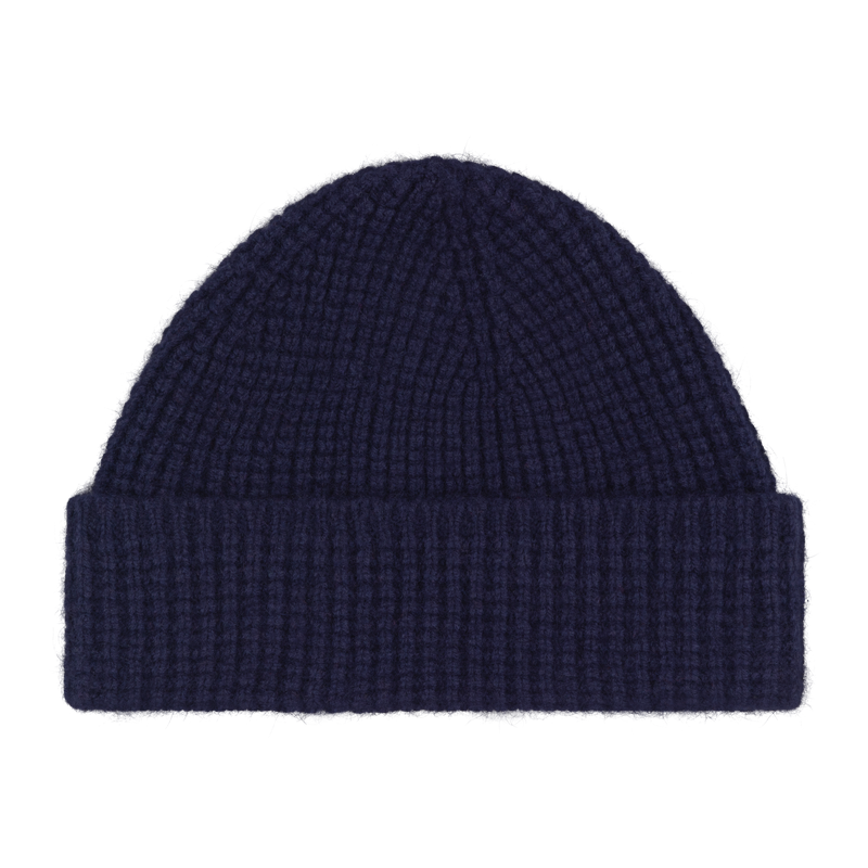 Tuck Stitch Angora Beanie Navy