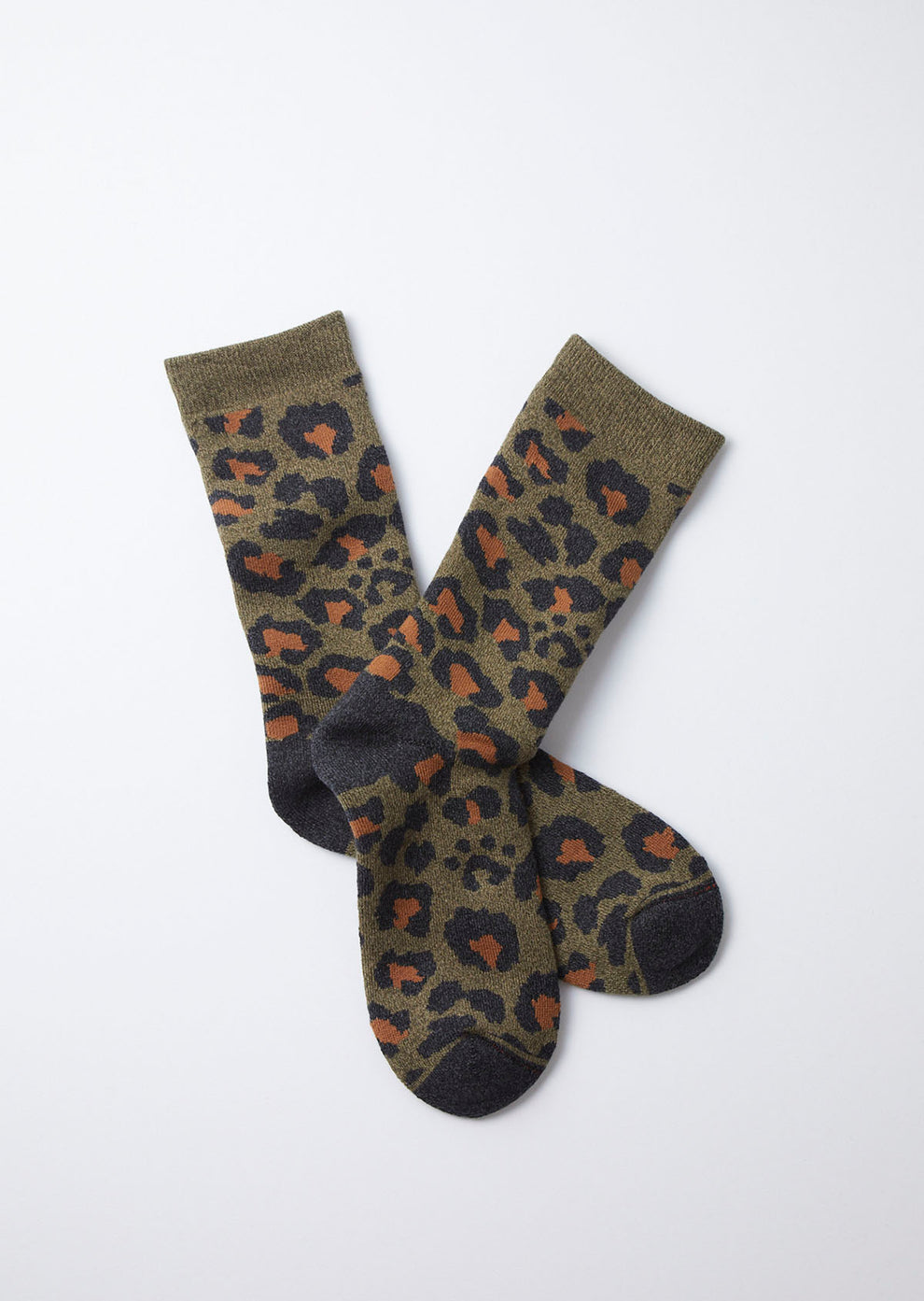 Pile Leopard Socks D Olive